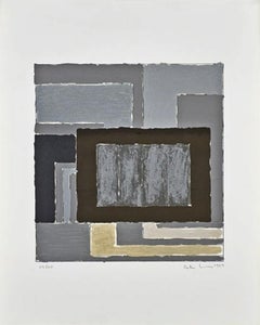 Peter Halley, Nobody, astrazione geometrica Neo Geo serigrafia firmata/N incorniciata