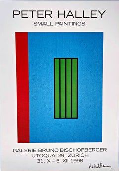 Peter Halley Small Paintings Rare European poster Minimalist Neo Geo Hand Signed