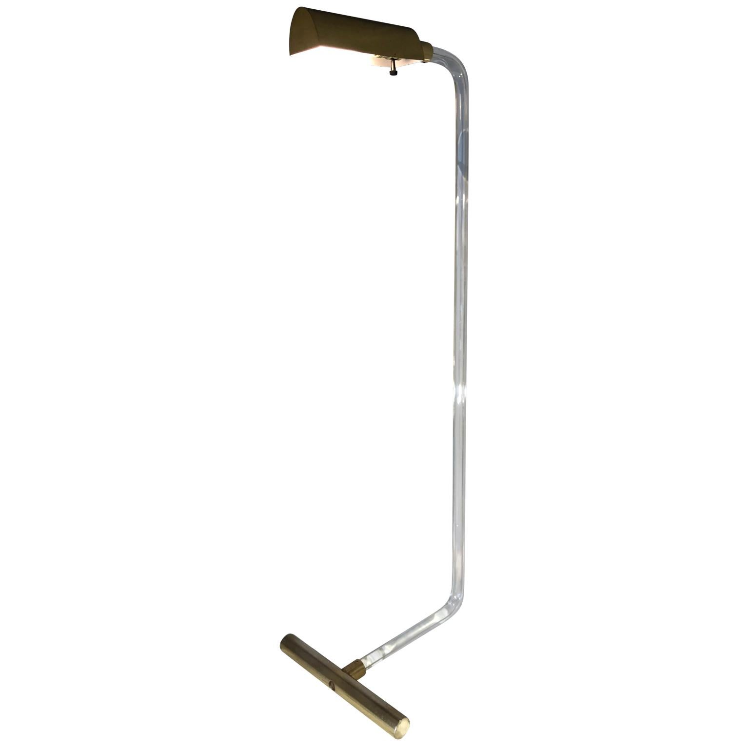 Peter Hamburger Crylicord floor lamp in Lucite and brass for Kovacs.