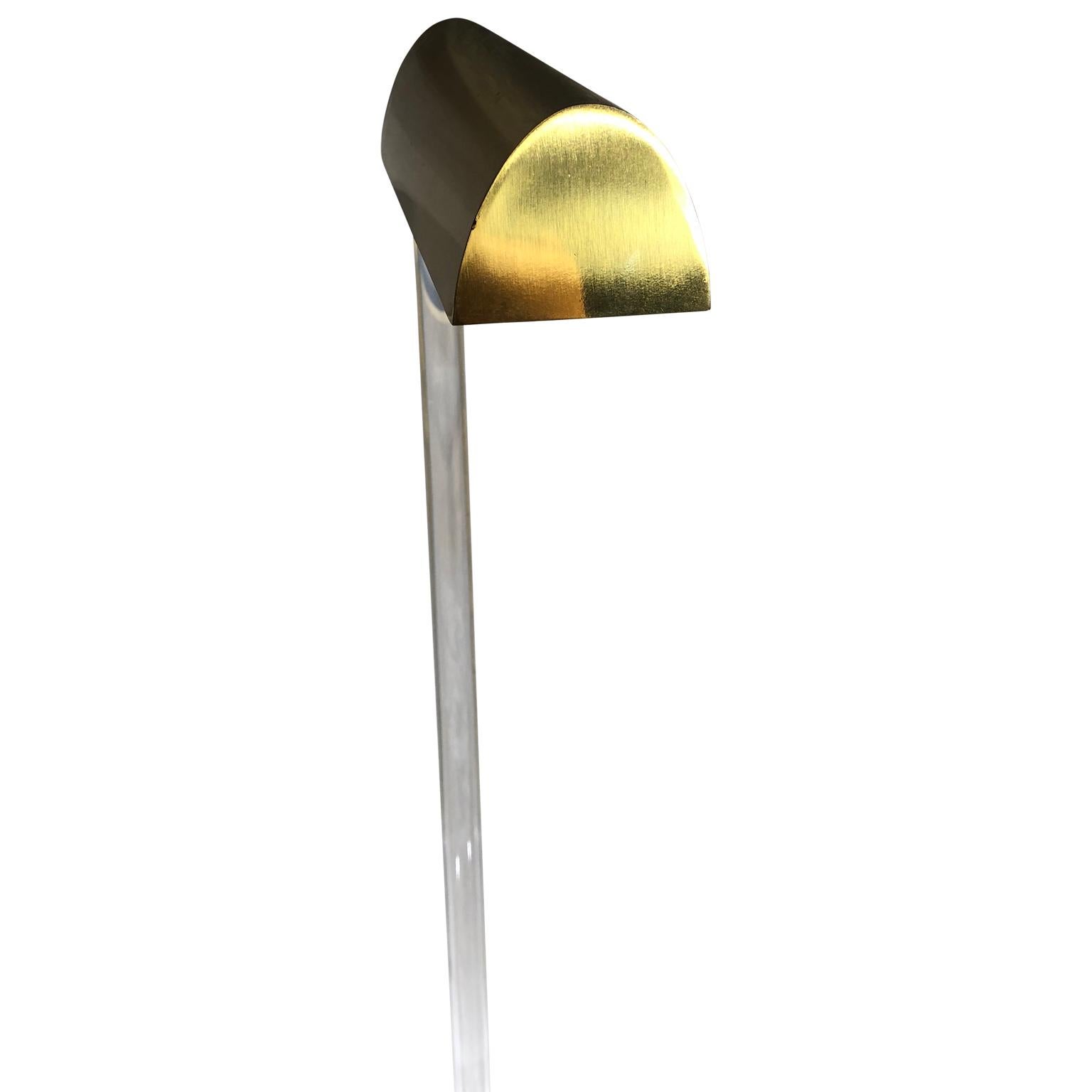 American Peter Hamburger Crylicord Floor Lamp In Lucite And Brass