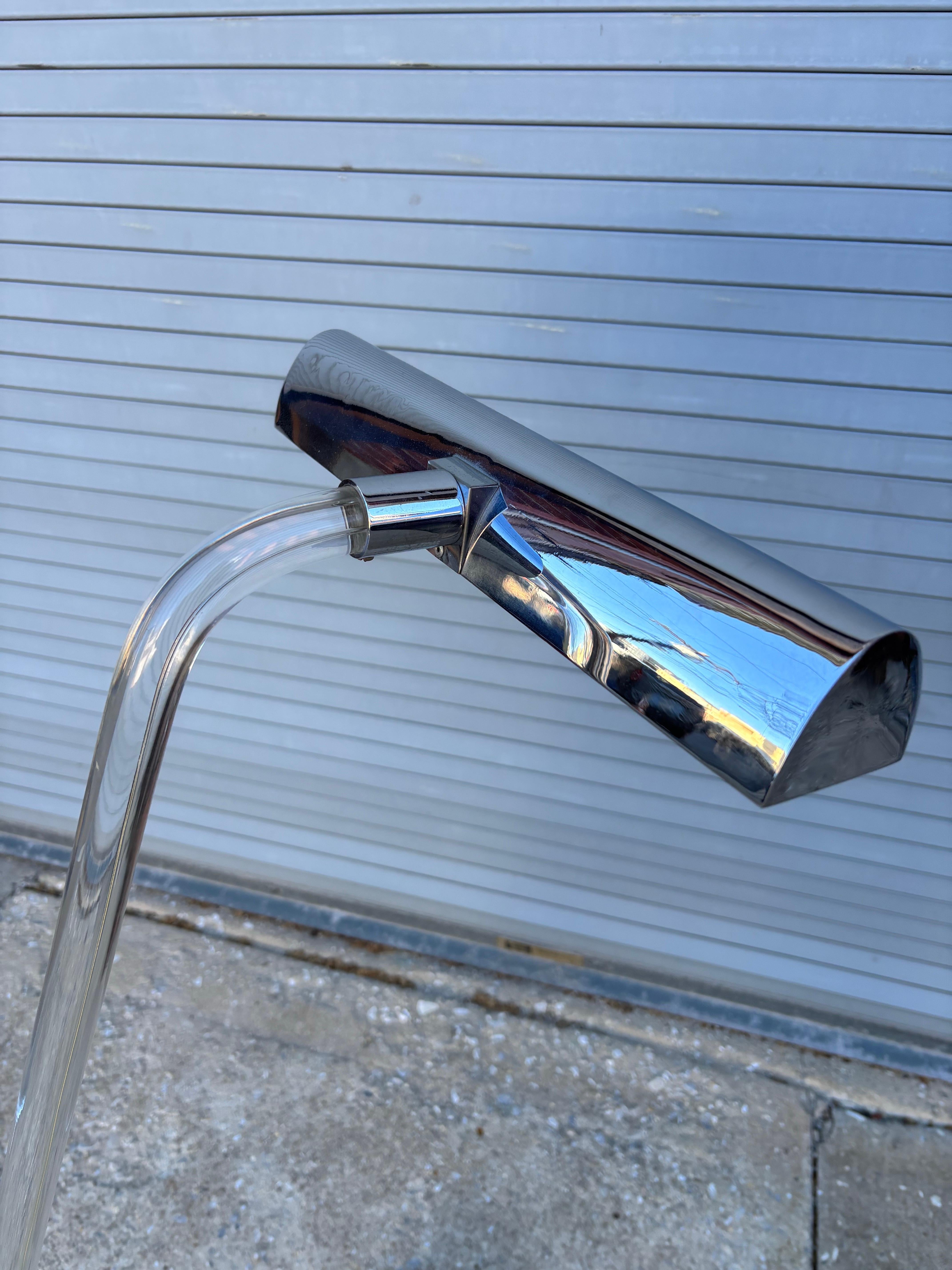 Chrome Lampadaire Crystalcord de Peter Hamburger en lucite et chrome en vente