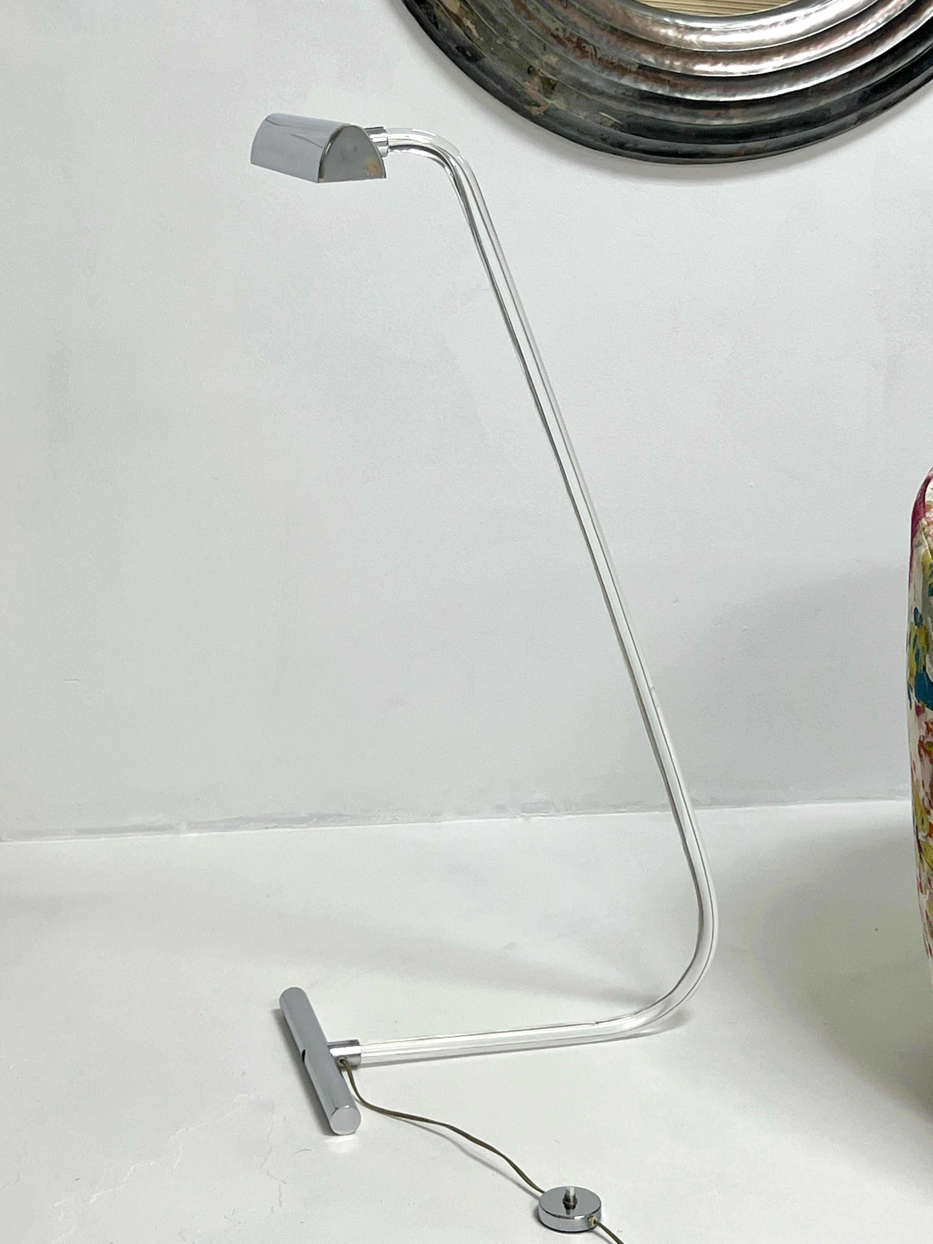 American Peter Hamburger Crylicord Lucite Floor Reading Lamp Knoll For Sale