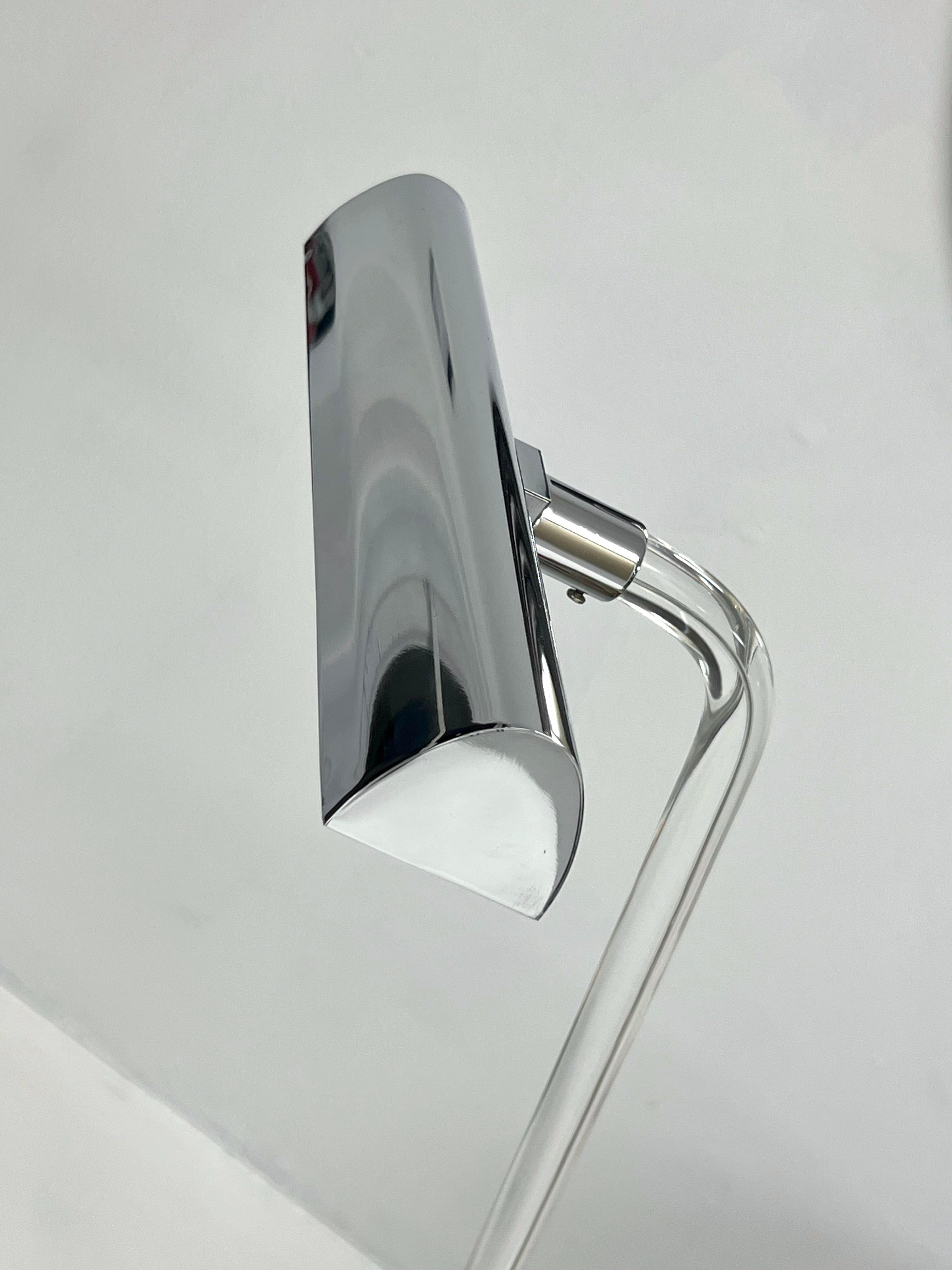 Late 20th Century Peter Hamburger Crylicord Lucite Floor Reading Lamp Knoll For Sale