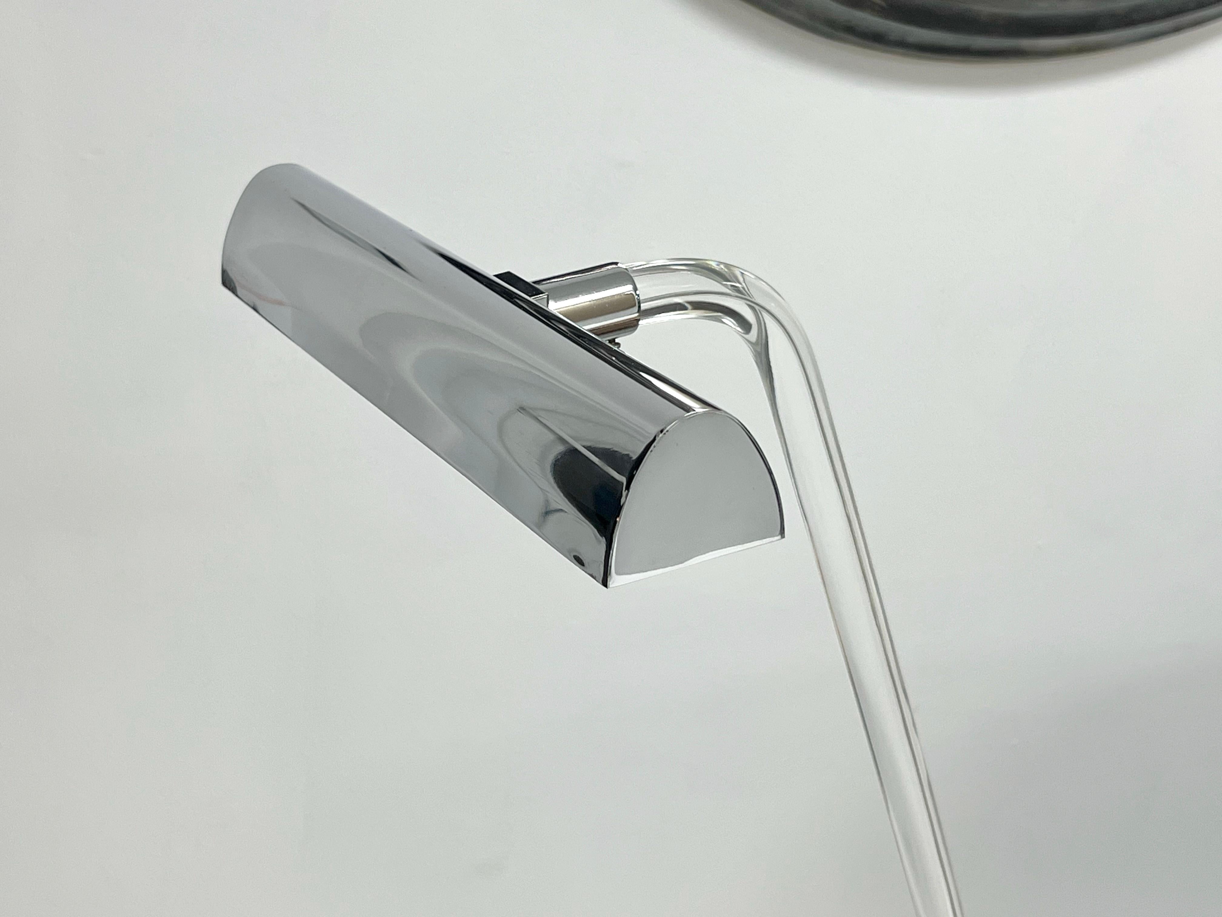 Chrome Peter Hamburger Crylicord Lucite Floor Reading Lamp Knoll For Sale