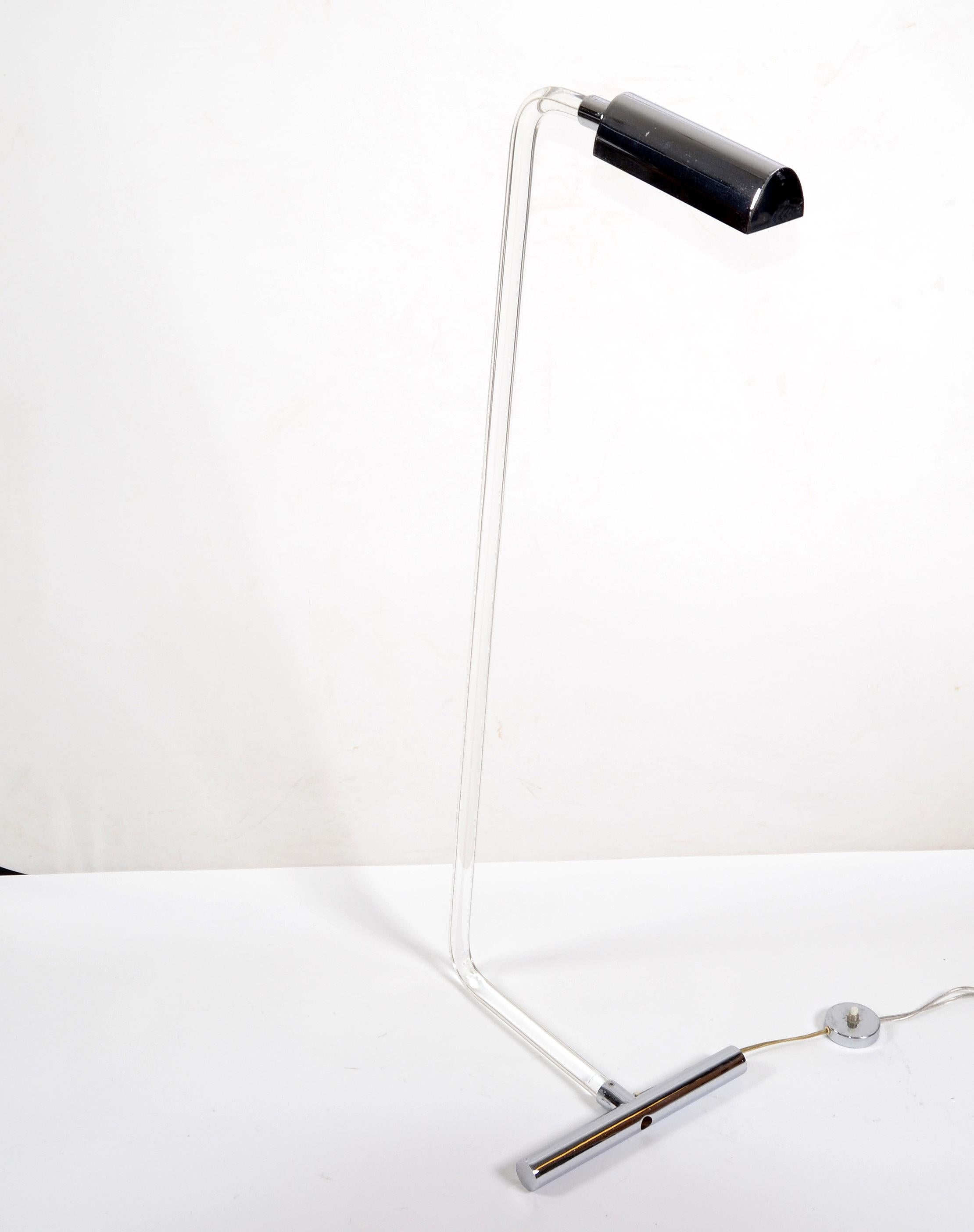 Mid-Century Modern Peter Hamburger for George Kovacs Lighting 1970 Lucite and Chrome Floor Lamp