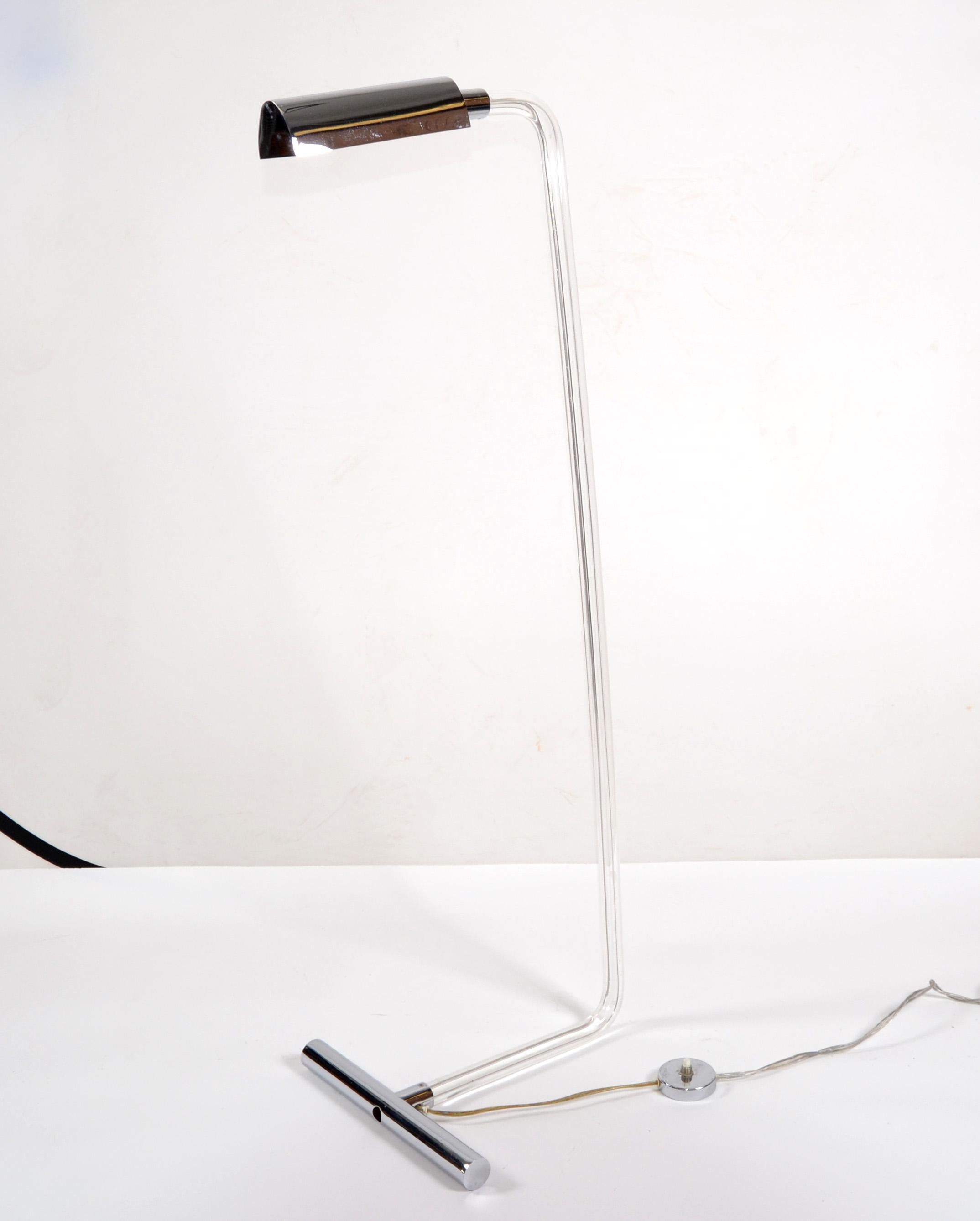 French Peter Hamburger for George Kovacs Lighting 1970 Lucite and Chrome Floor Lamp