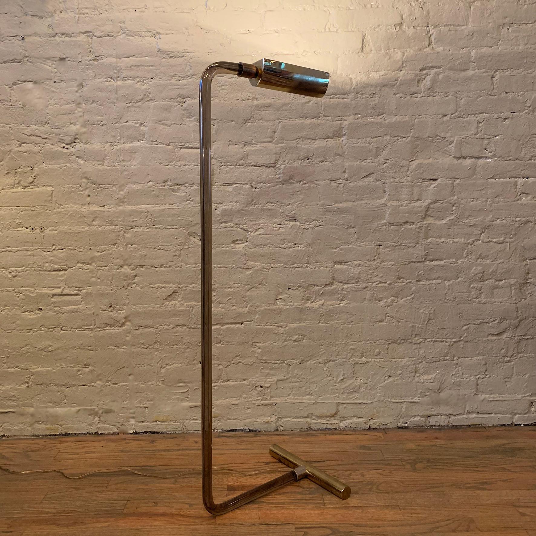 Brass Peter Hamburger for George Kovacs Smoked Lucite Floor Lamp