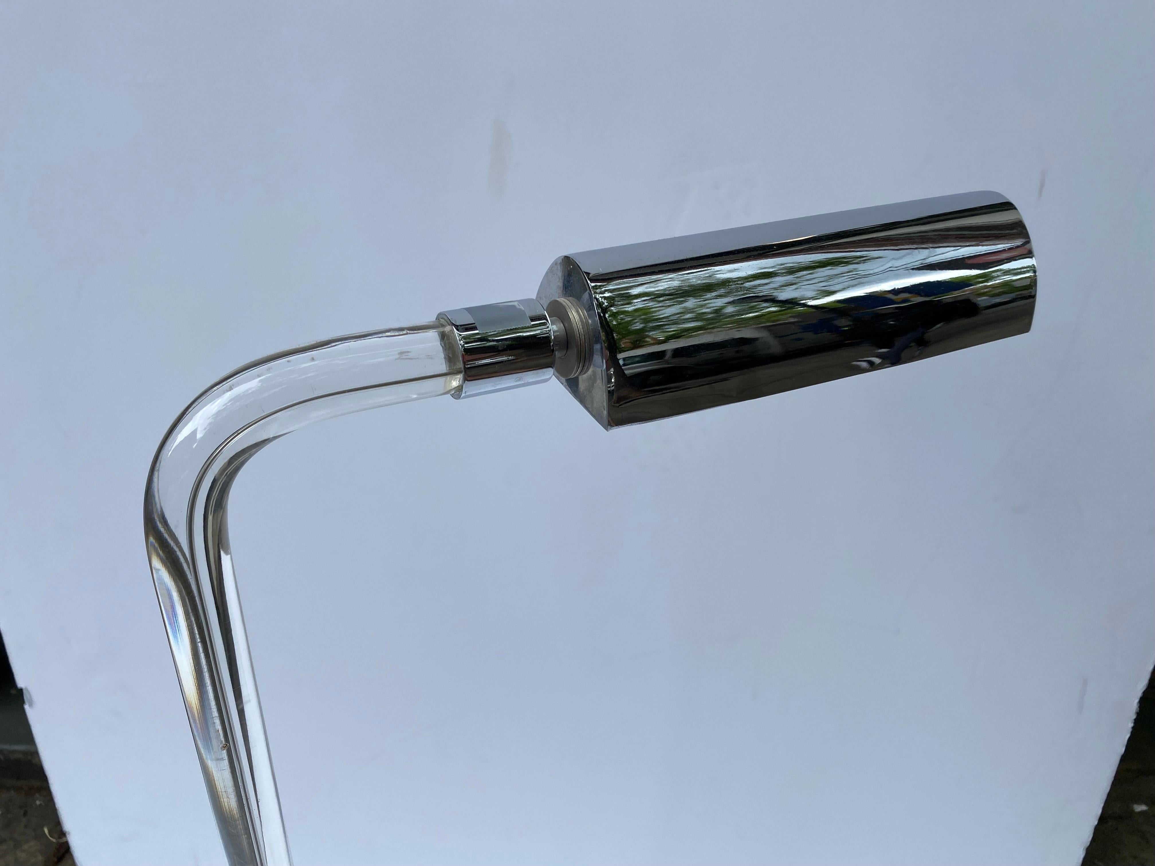 Mid-Century Modern Peter Hamburger Lucite and Chrome Floor Lamp