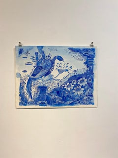 Bluebirdbotic - Fiori di uccello blu Paesaggio surreale di fantasia spaziale, 2017