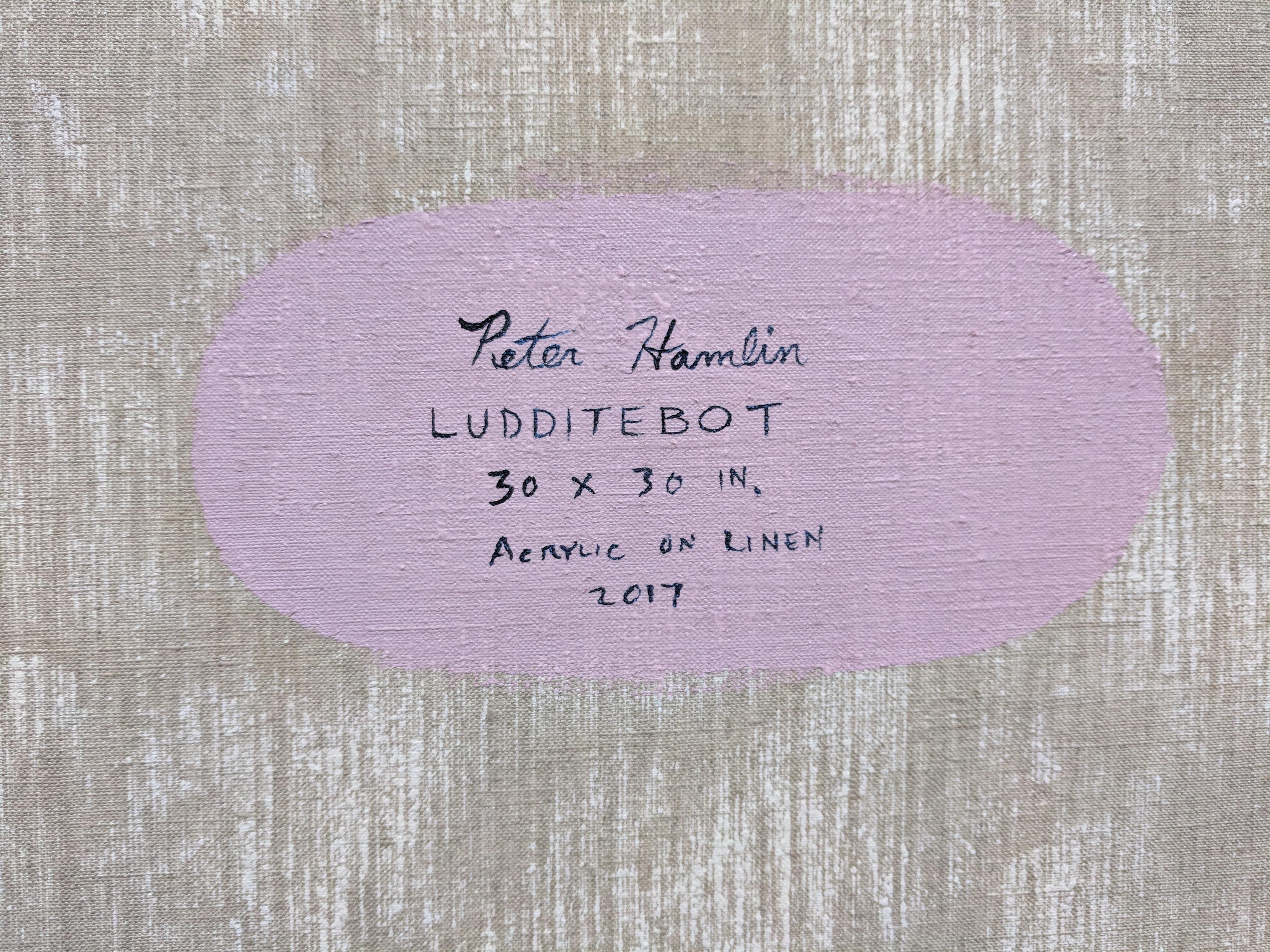 Ludditebot - Rosa Lavendel Gelb Surreal Tier Roboter Fantasie Landschaft 2017 im Angebot 6