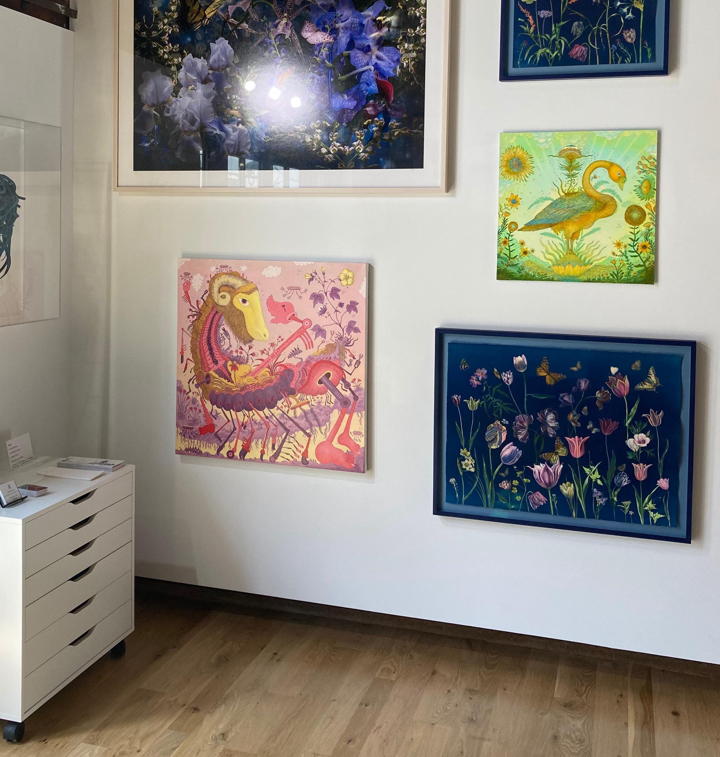 Ludditebot - Rosa Lavendel Gelb Surreal Tier Roboter Fantasie Landschaft 2017 im Angebot 9