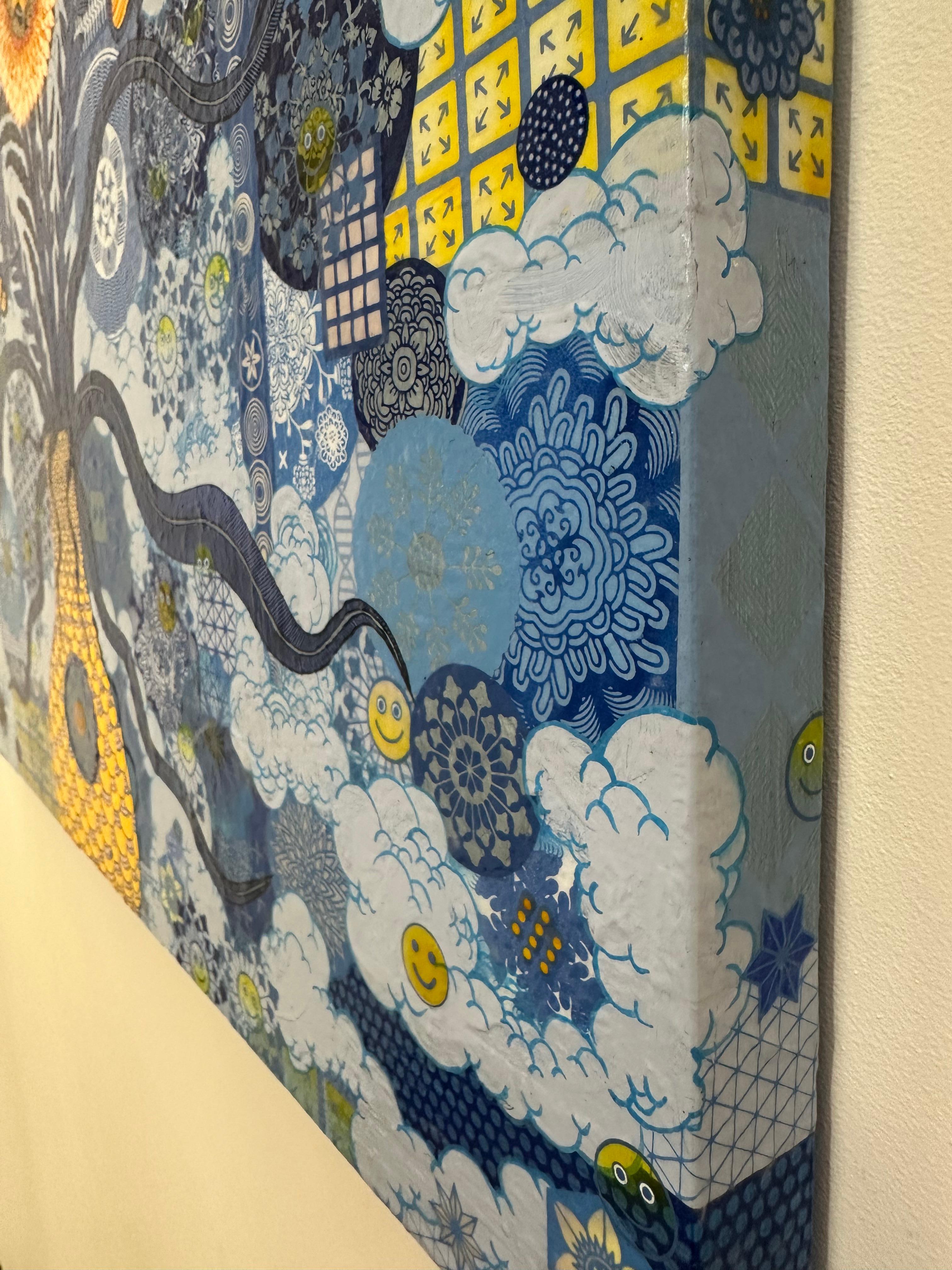 Centrale elettrica, fiori gialli Indaco, blu pervinca Botanica futuristica in vendita 5