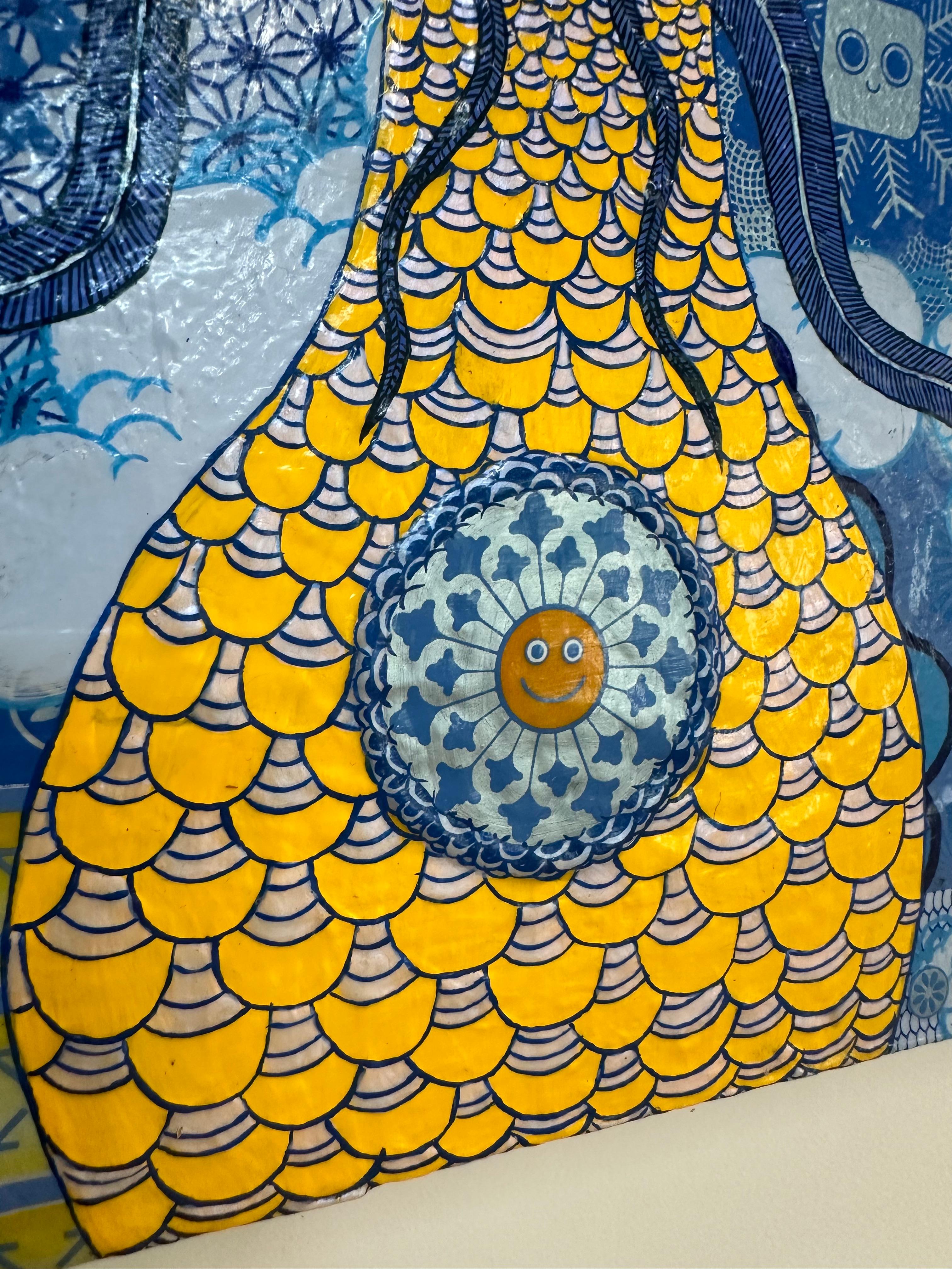 Centrale elettrica, fiori gialli Indaco, blu pervinca Botanica futuristica in vendita 4