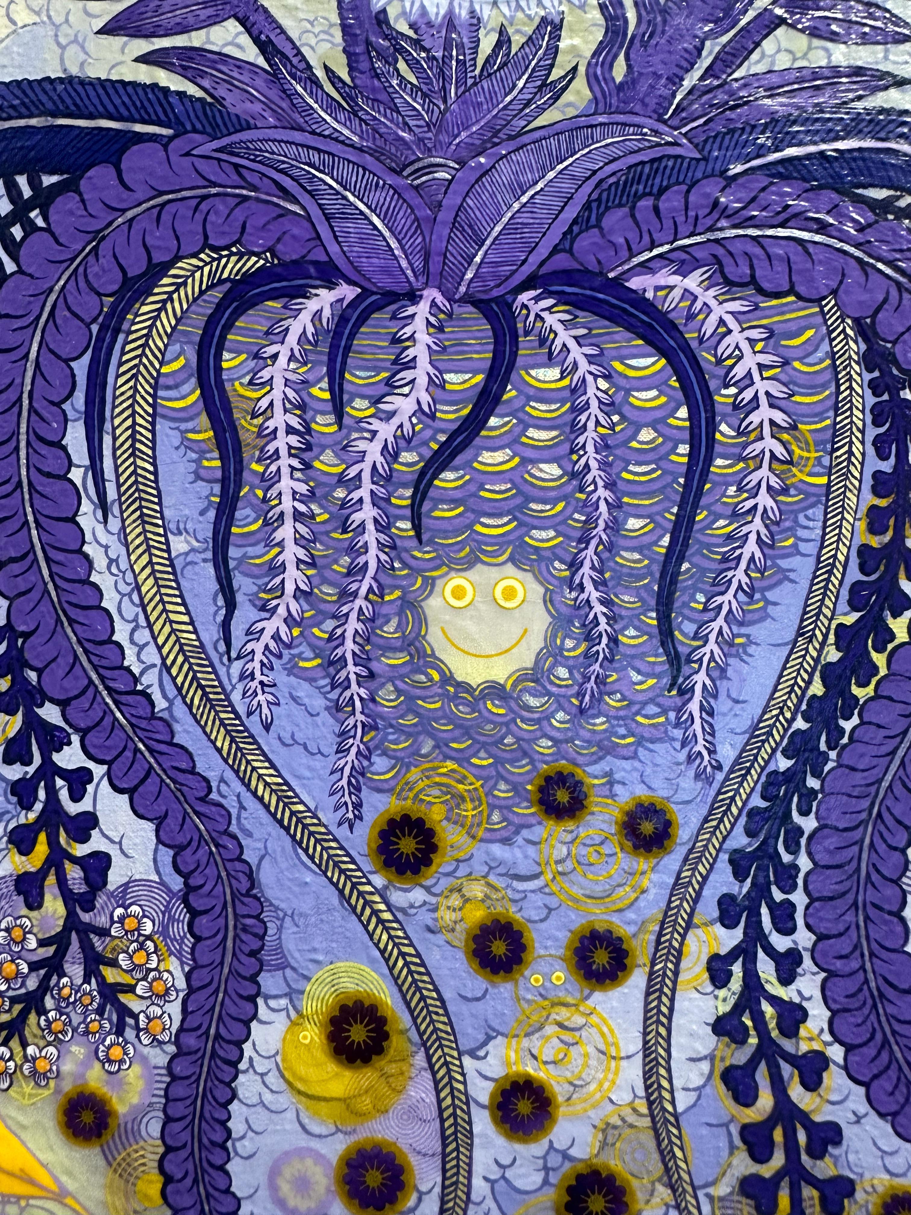 Pájaro Cantor Sintético - Pintura Contemporánea Naturaleza Muerta Animal Pájaro Flor, 2024 en venta 1