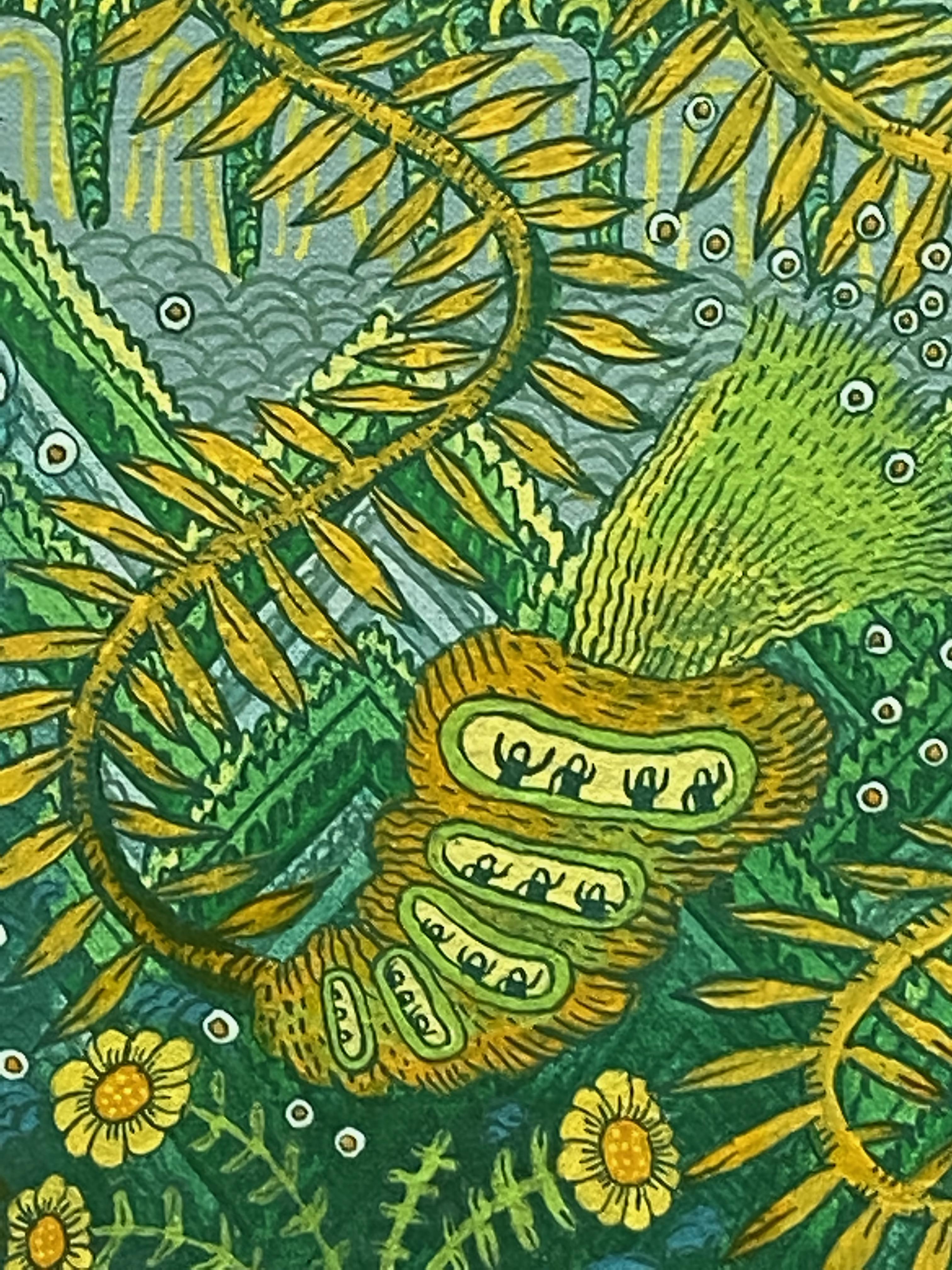 Albero della vita, blu, verde, giallo, arancione, paesaggio botanico futuristico, animali in vendita 6