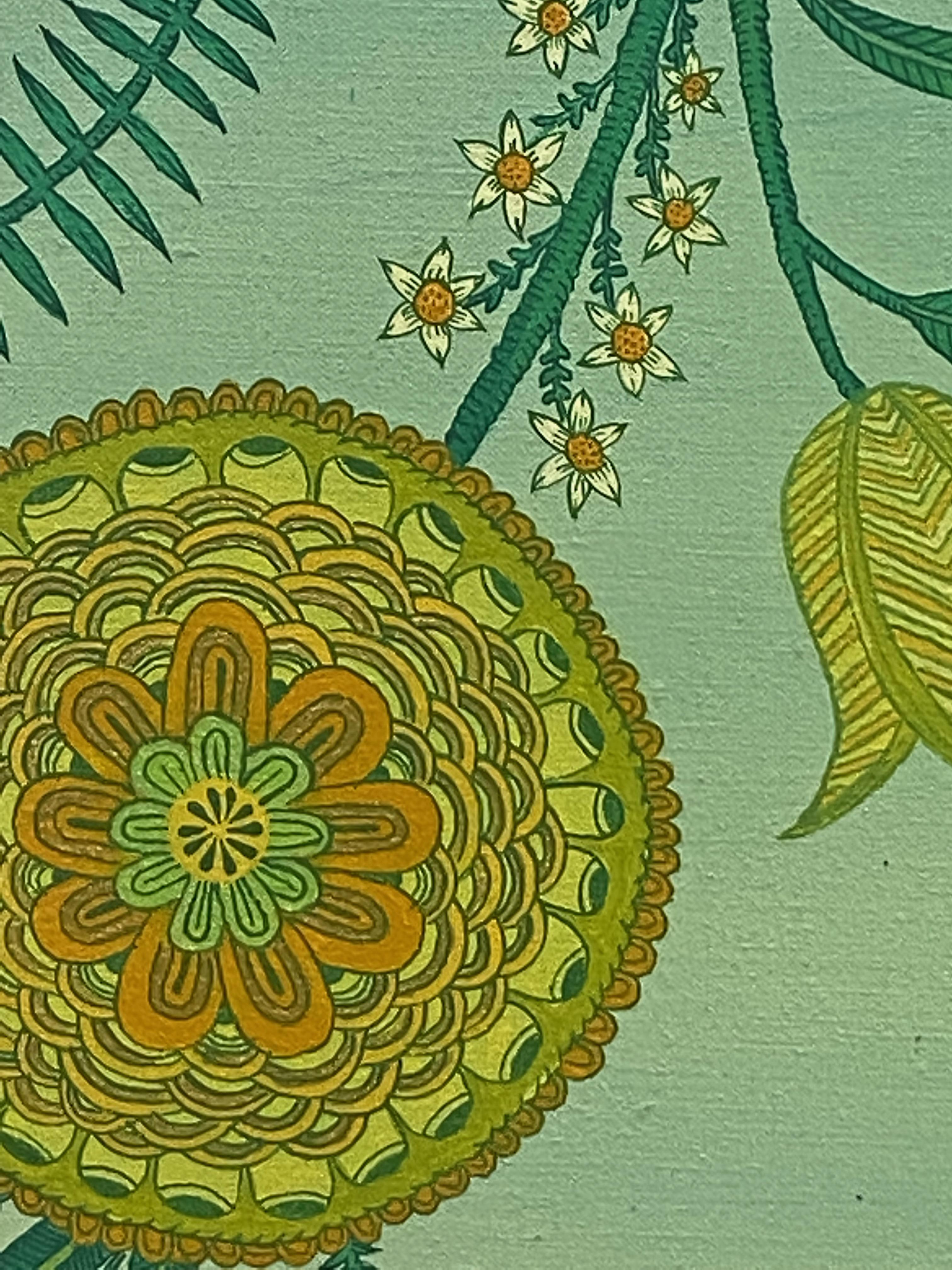 Albero della vita, blu, verde, giallo, arancione, paesaggio botanico futuristico, animali in vendita 10