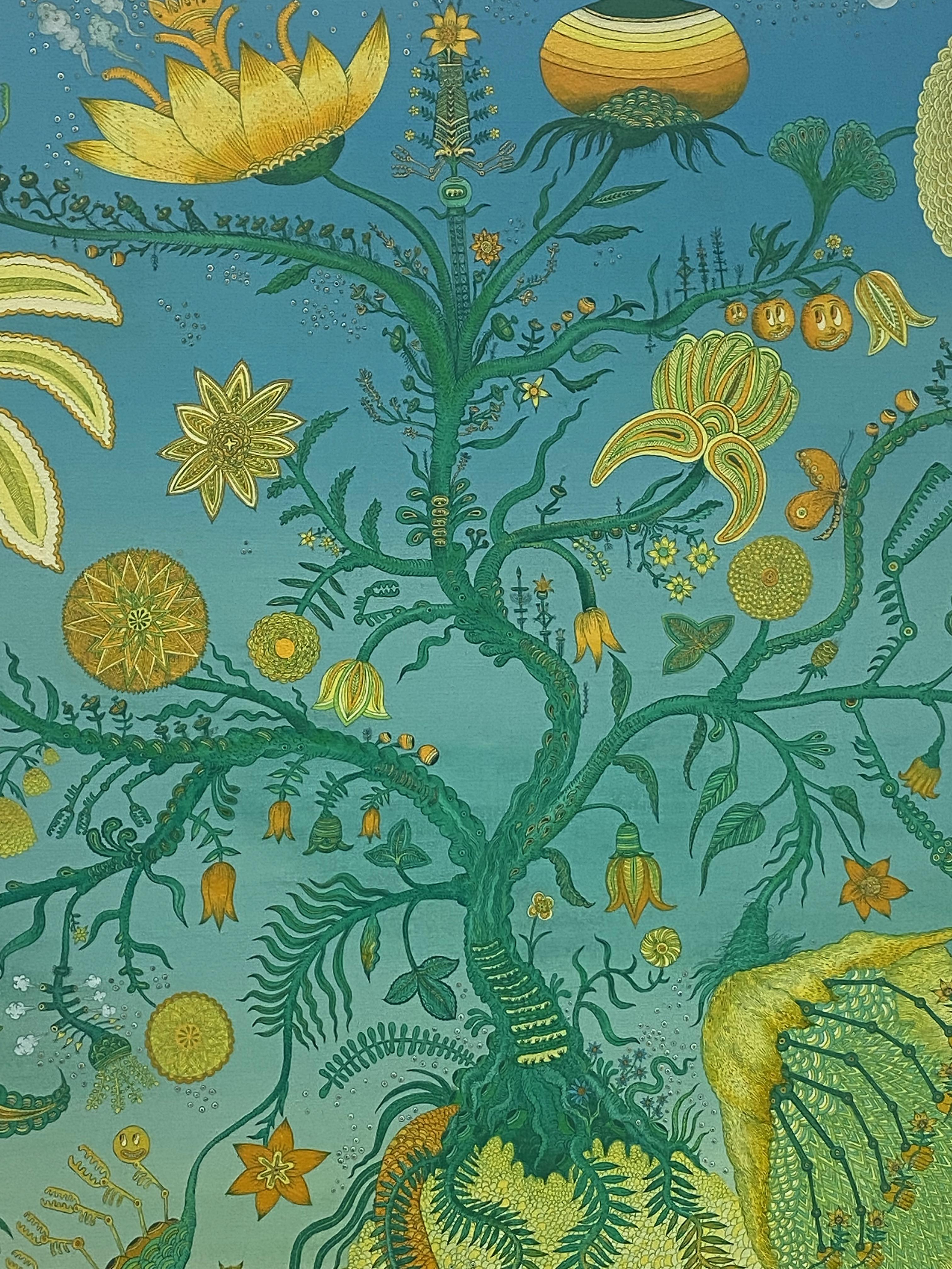 Tree of Life, Blue Green Yellow Orange Futuristic Botanical Landscape, Animals For Sale 12