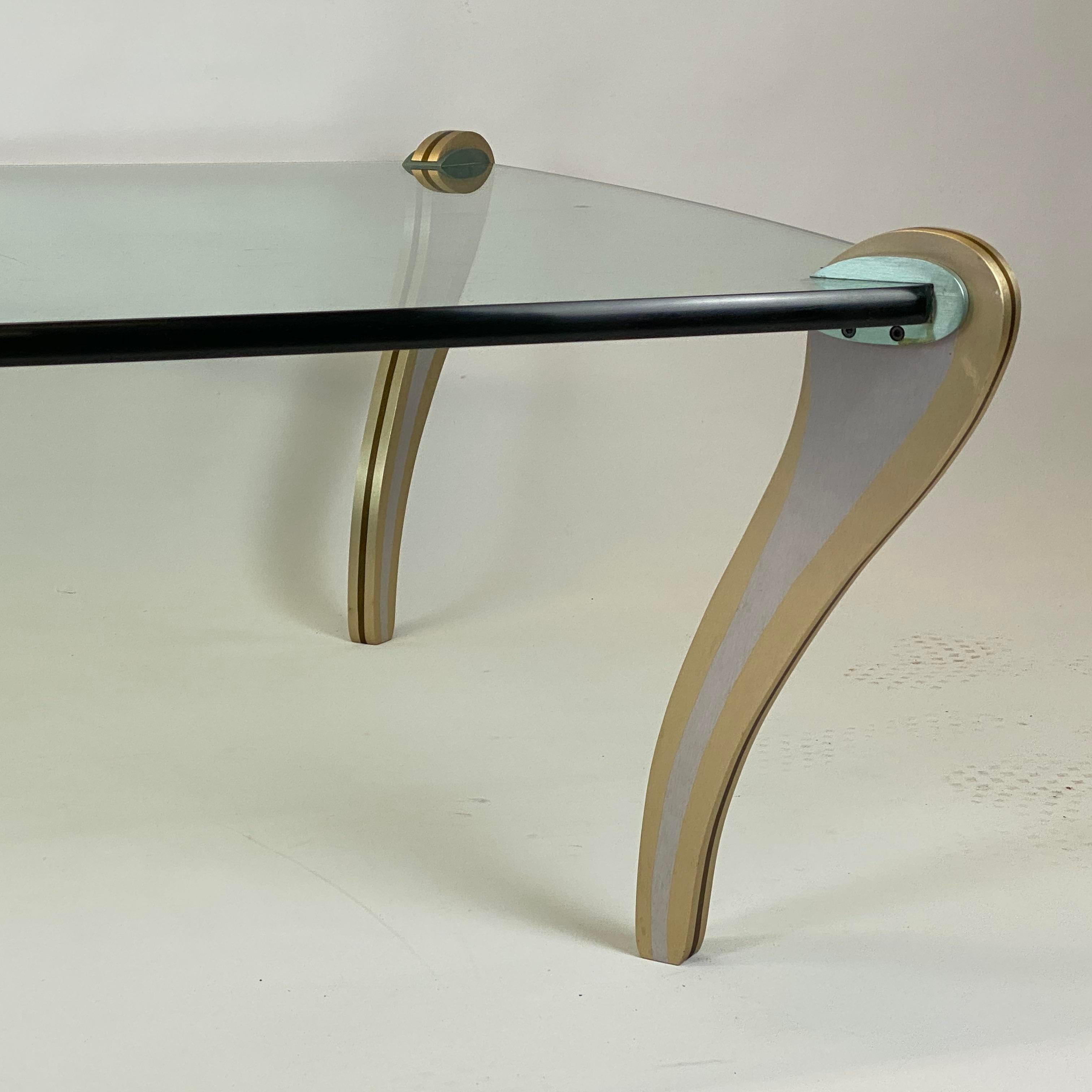 Peter Handler Studio Artisan Made Postmodern Mixed Metals & Glass Coffee Table For Sale 3