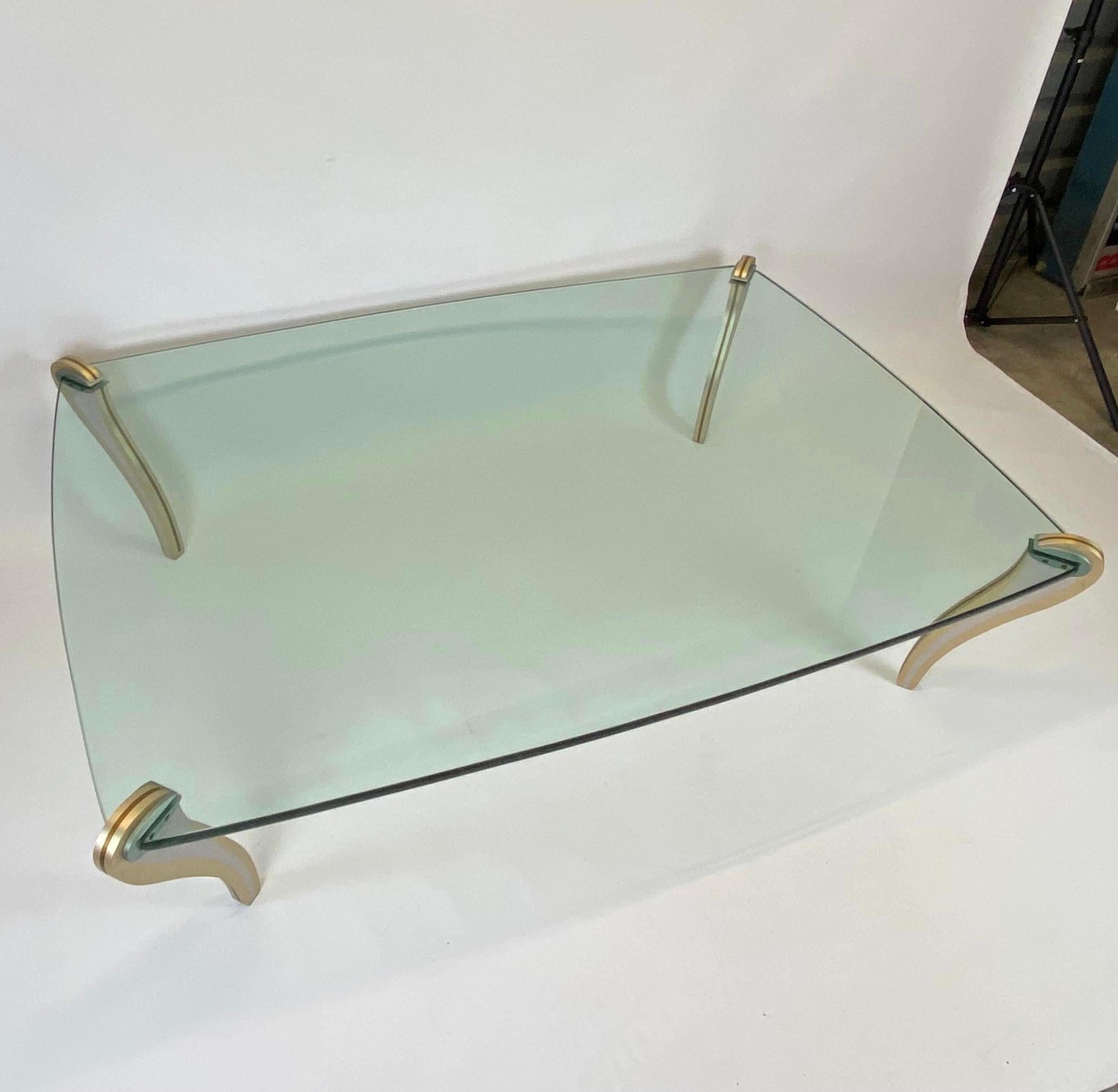Post-Modern Peter Handler Studio Artisan Made Postmodern Mixed Metals & Glass Coffee Table For Sale