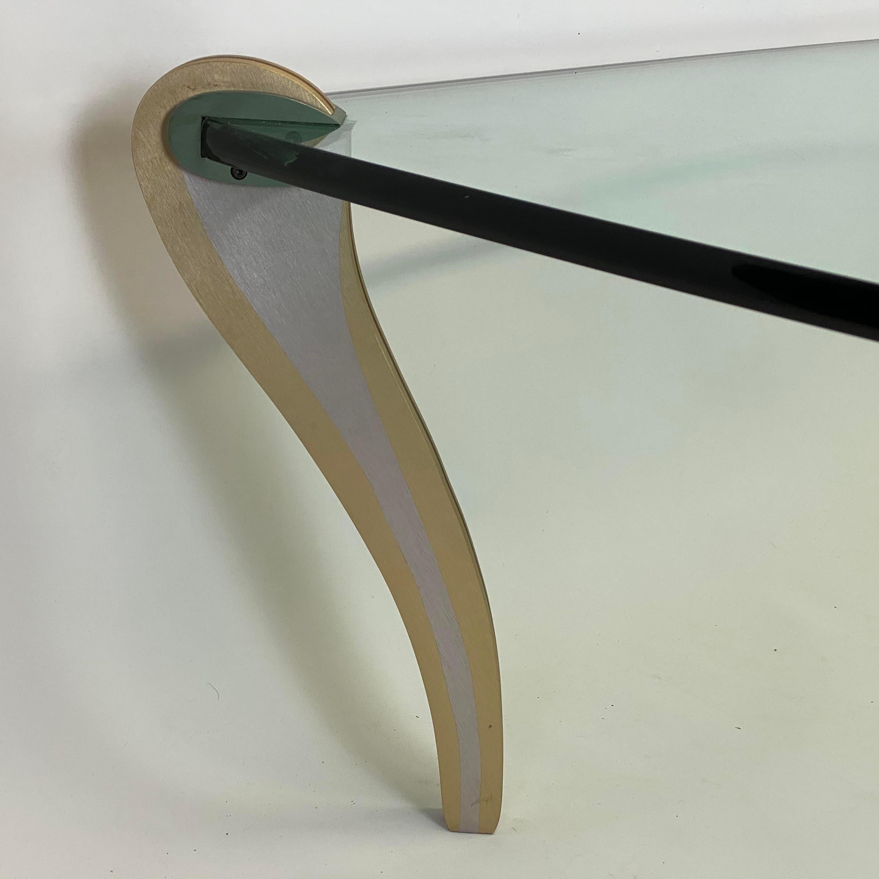 Aluminum Peter Handler Studio Artisan Made Postmodern Mixed Metals & Glass Coffee Table For Sale