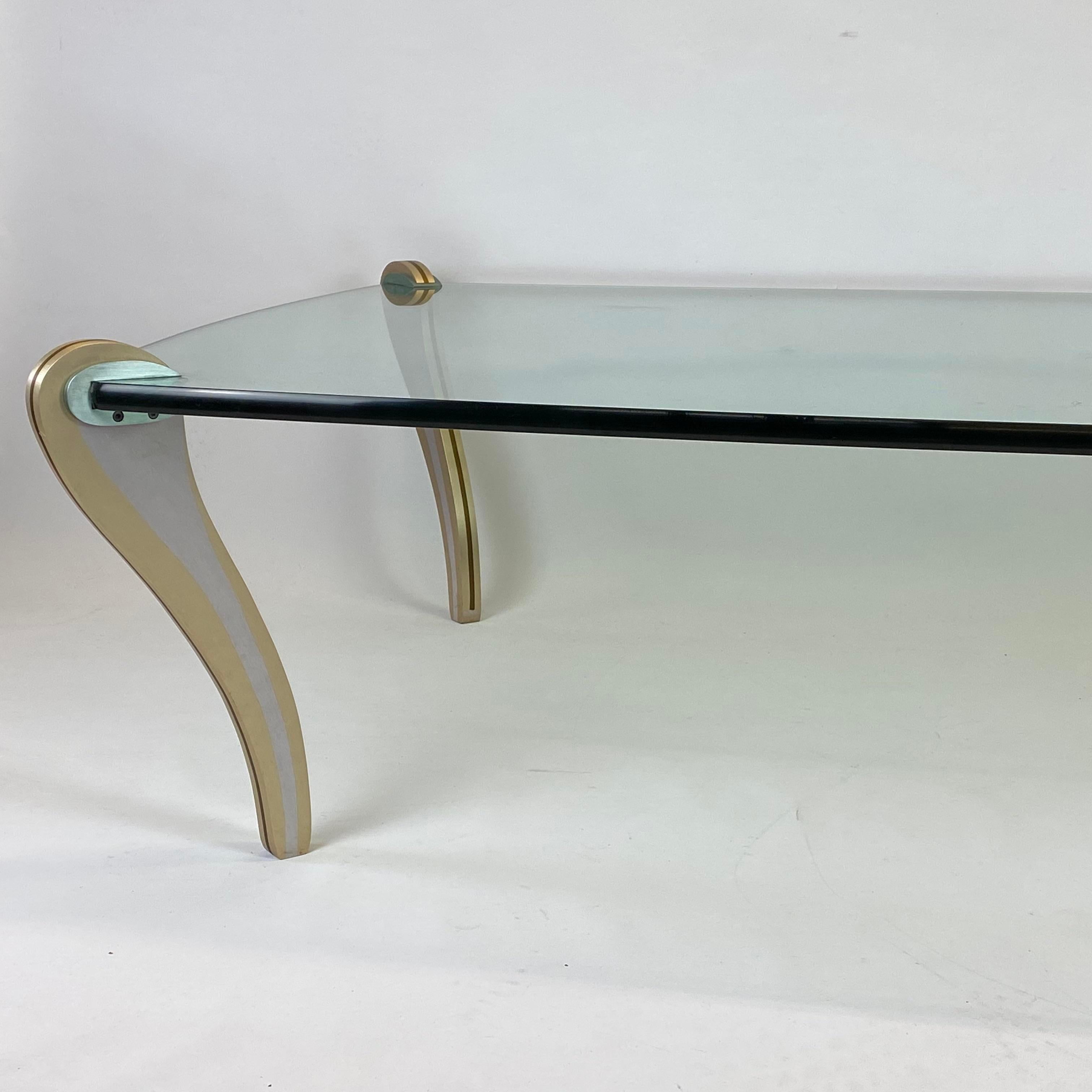 Peter Handler Studio Artisan Made Postmodern Mixed Metals & Glass Coffee Table For Sale 2