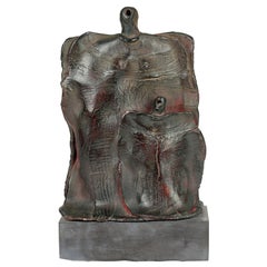 Peter Hayes Mother and Child Raku Fired Studio Pottery Sculpture