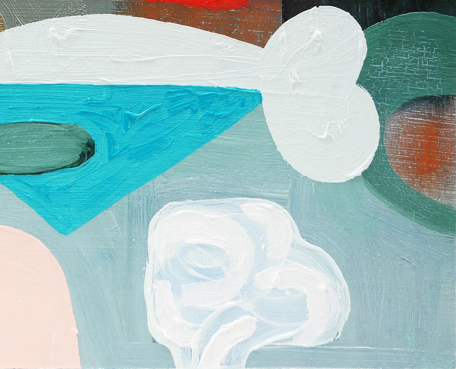 Abstraktes zeitgenössisches Gemälde „Cold Cut 1“ in Pastellblau, Rot, Grau und Rosa im Angebot 2
