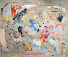 "Luce danzante" Pittura astratta espressionista colorata contemporanea di grandi dimensioni
