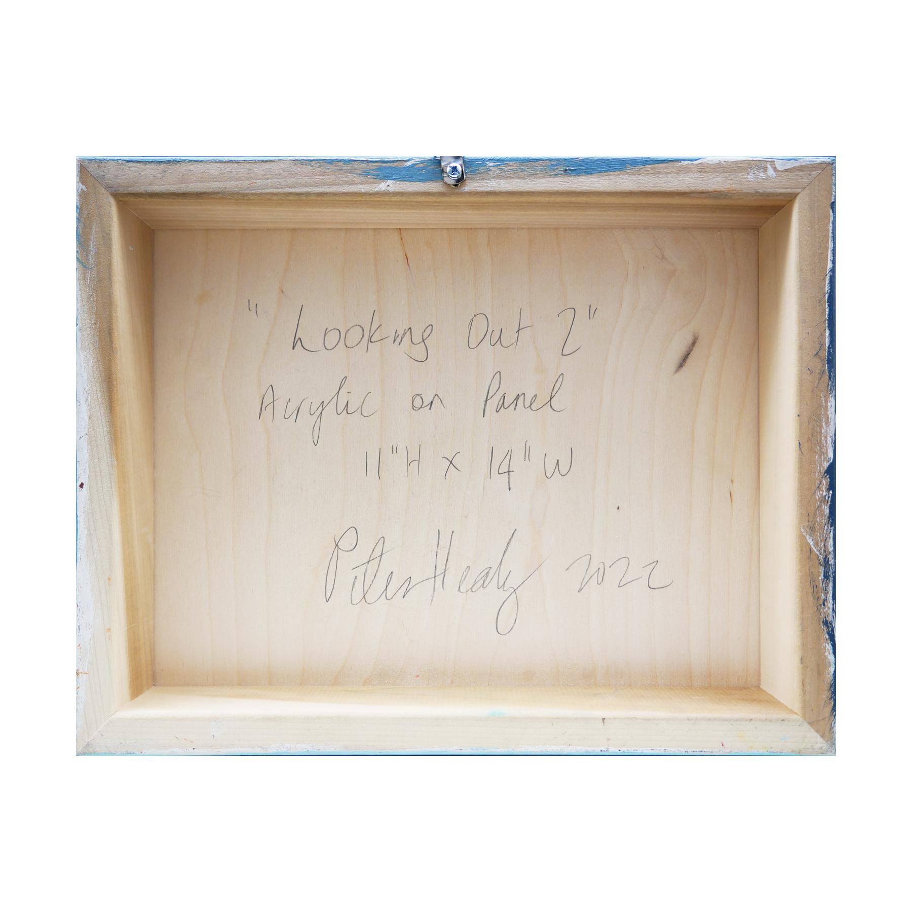 „Looking Out 2“, pastellfarbenes, abstraktes, zeitgenössisches, figuratives Gemälde 7