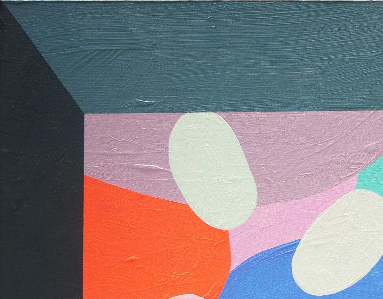 „Looking Out 2“, pastellfarbenes, abstraktes, zeitgenössisches, figuratives Gemälde (Zeitgenössisch), Painting, von Peter Healy