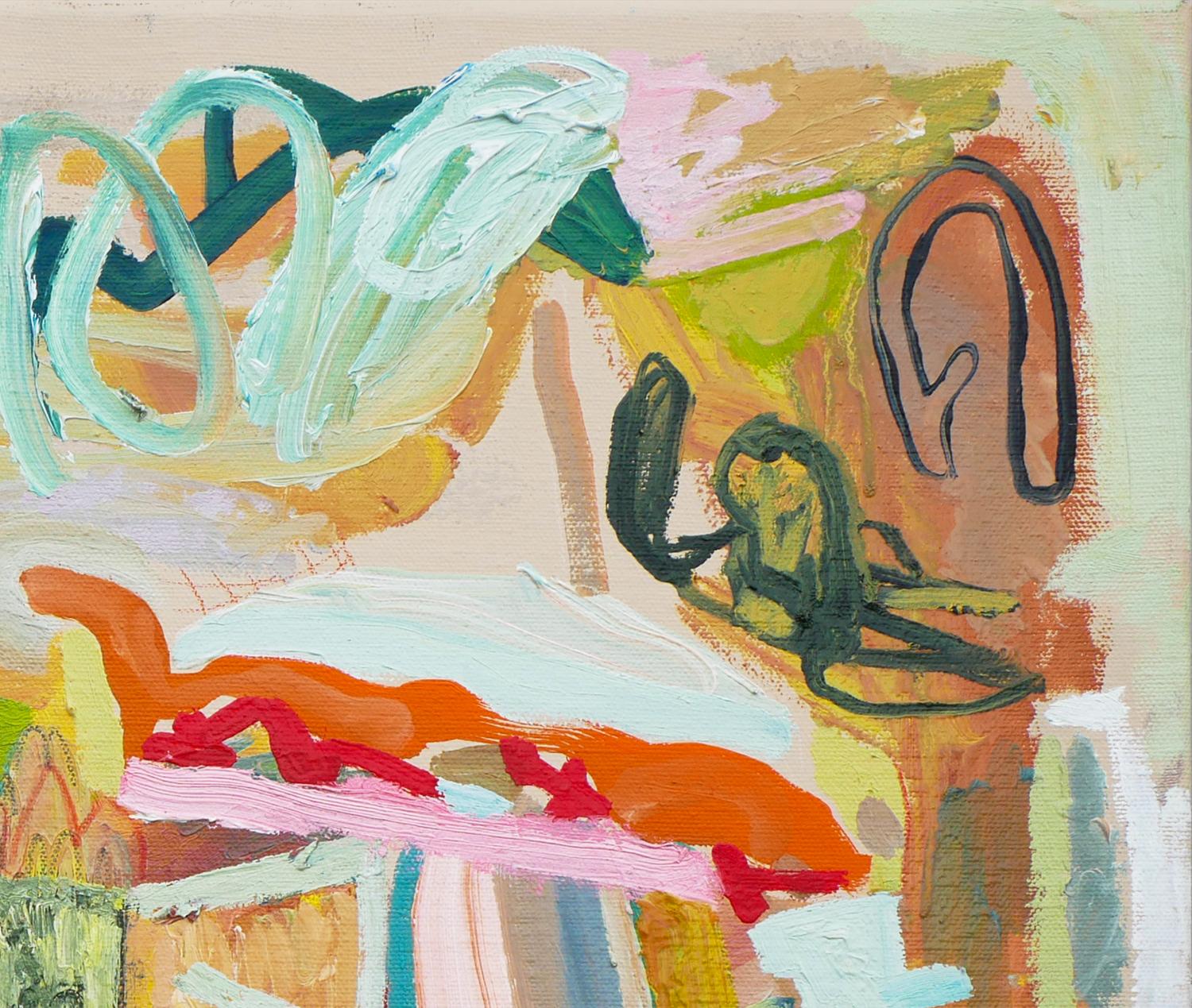 Pintura contemporánea abstracta en tonos pastel del artista de Houston, TX, Peter Healy. El cuadro representa formas geométricas de colores y trazos por todo el lienzo. Firmado y fechado por el artista al dorso. Sin enmarcar, pero hay opciones de