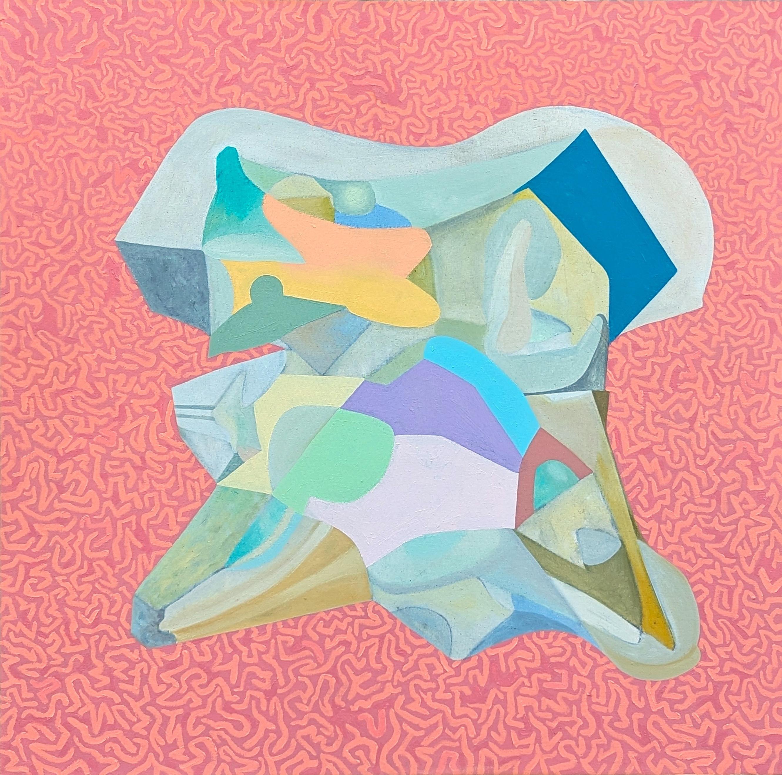 Landscape Painting di Peter Healy - "Solo 1" Pittura contemporanea colorata, vibrante, astratta e geometrica con bordi rigidi