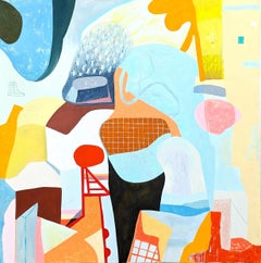 "Stacked" Zeitgenössische farbenfrohe lebendige abstrakte geometrische Hard-Edge Malerei