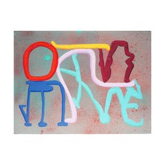 "Standing Ovation" Blue, Pink, Red, and Gray Abstract Contemporary Painting