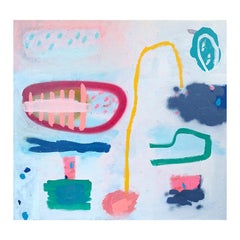 "Yellow Thread" Contemporary Colorful Vibrant Abstract Geometric Painting