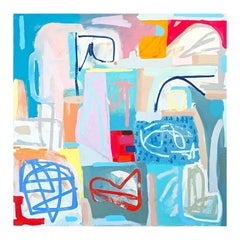 "Zonal" Contemporary Colorful Vibrant Abstract Geometric Hard-Edge Painting (peinture abstraite géométrique aux couleurs vives)