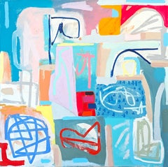 "Zonal" Contemporary Colorful Vibrant Abstract Geometric Hard-Edge Painting (peinture abstraite géométrique aux couleurs vives)