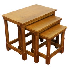 PETER HEAP, WETWANG (1945-2022) Rabbitman Lovely Oak Nest Of Three Tables