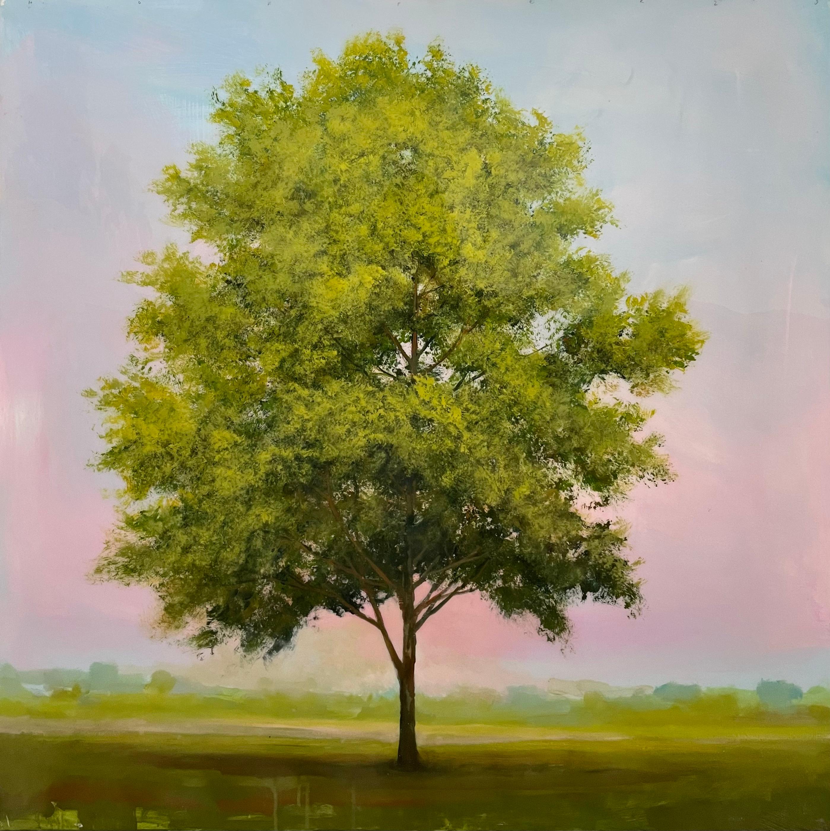 „Arbre vert“, Gemälde von Peter Hoffer (31x31in), 2023