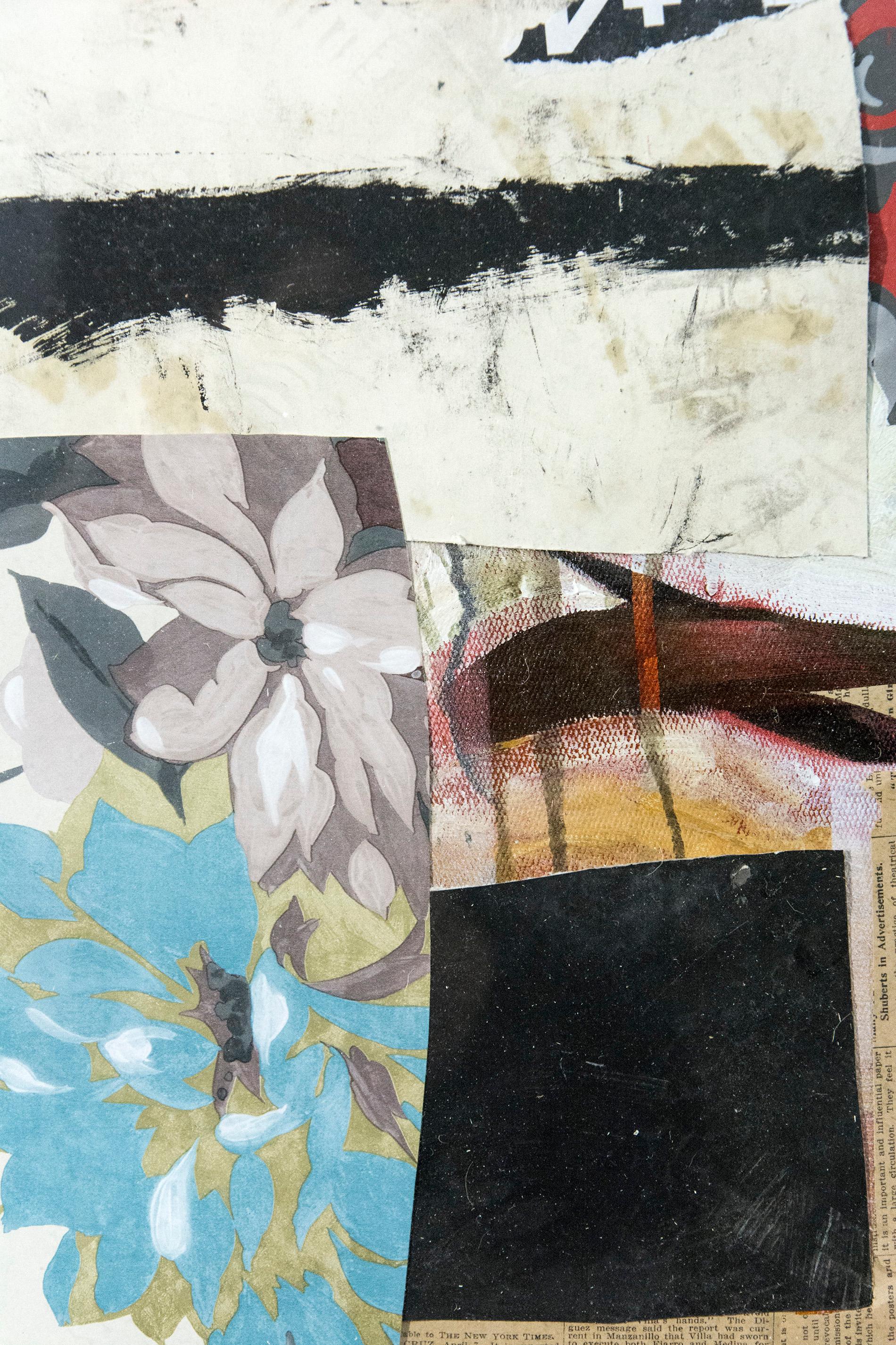 Arrangement in Red - acrylic, vintage paper, floral collage in plexiglass - Contemporary Mixed Media Art by Peter Hoffer