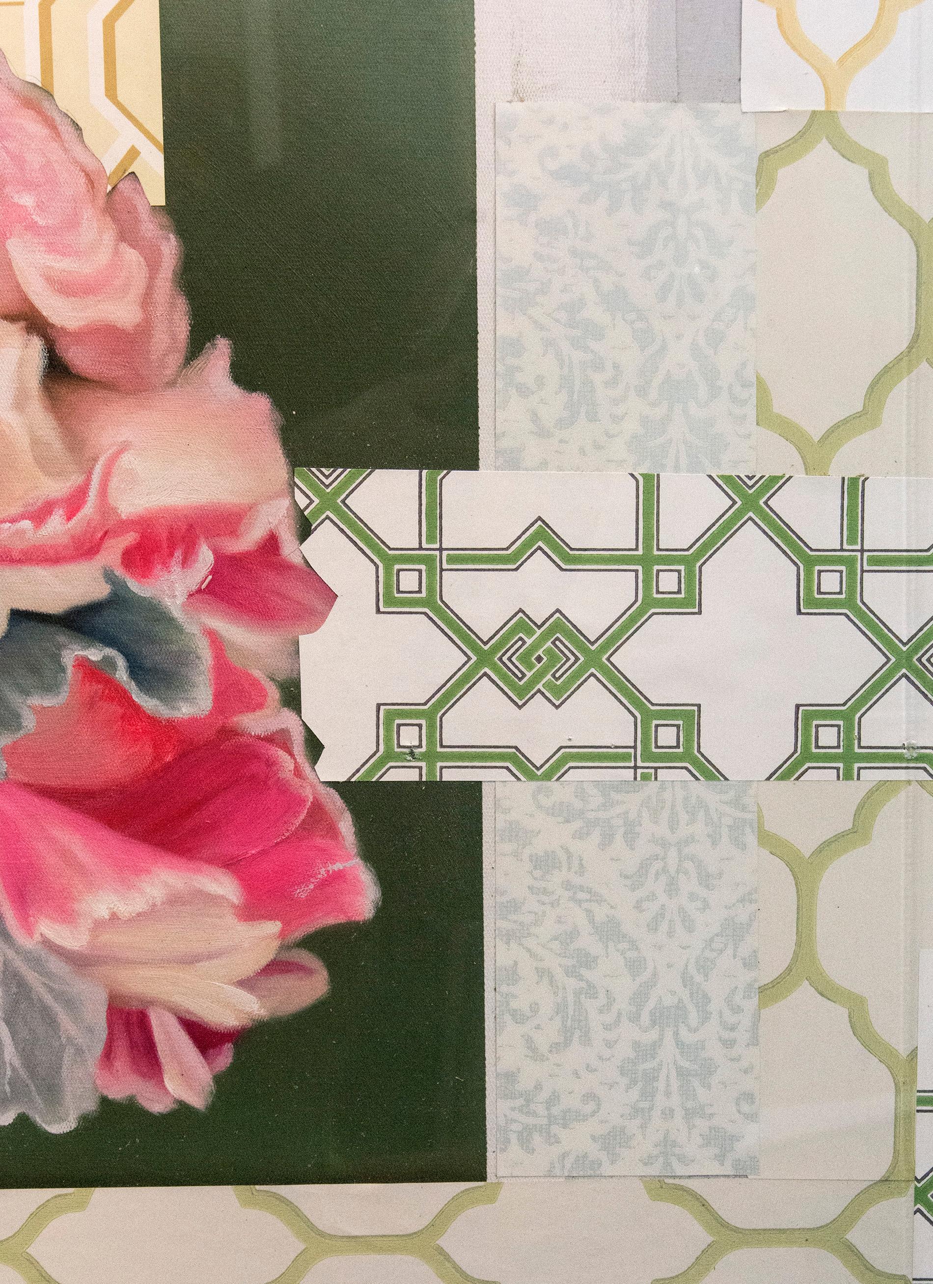 Arrangement in Soft Pink - acrylic, vintage paper, floral collage in plexiglass 2