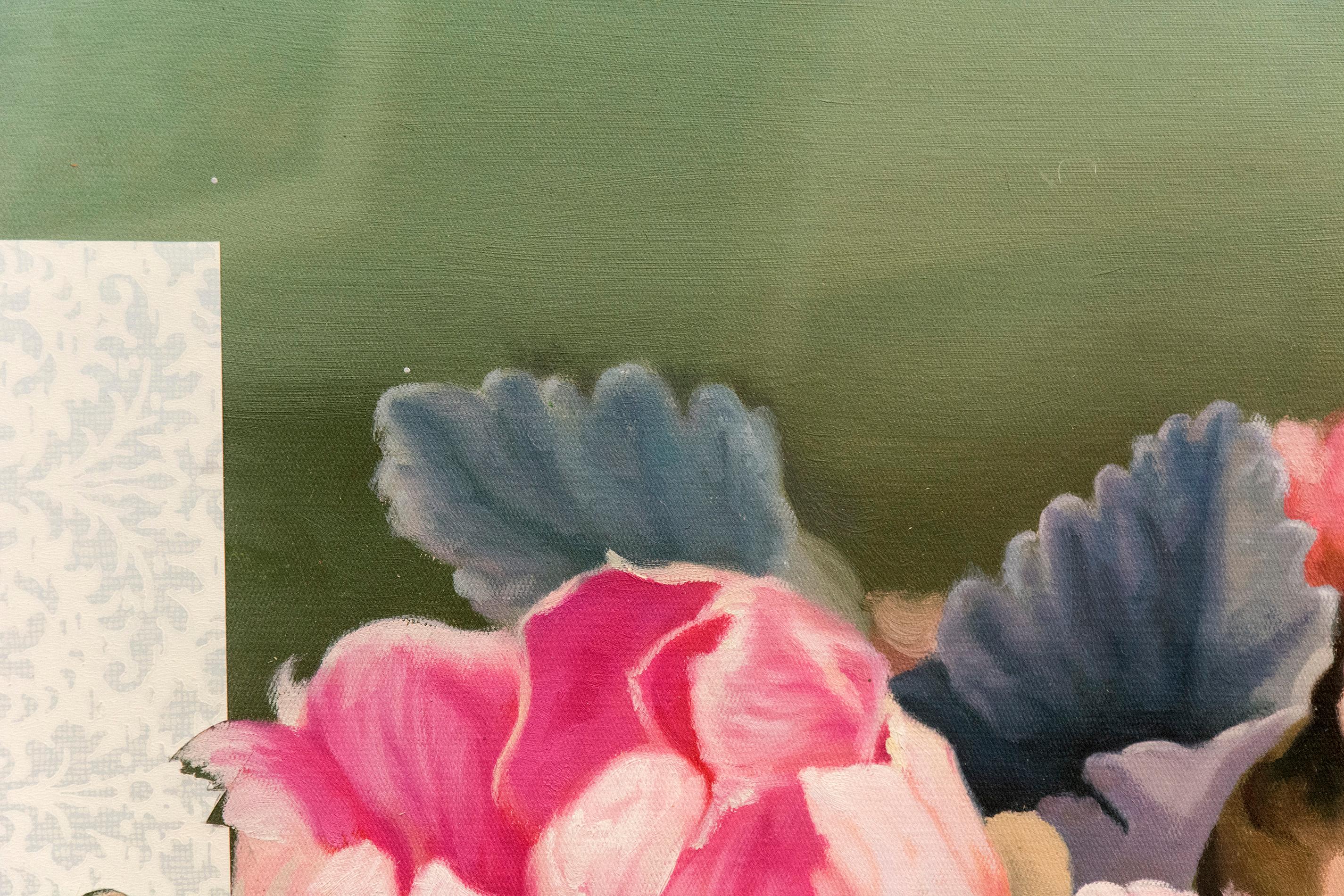 Arrangement in Soft Pink - acrylic, vintage paper, floral collage in plexiglass 5