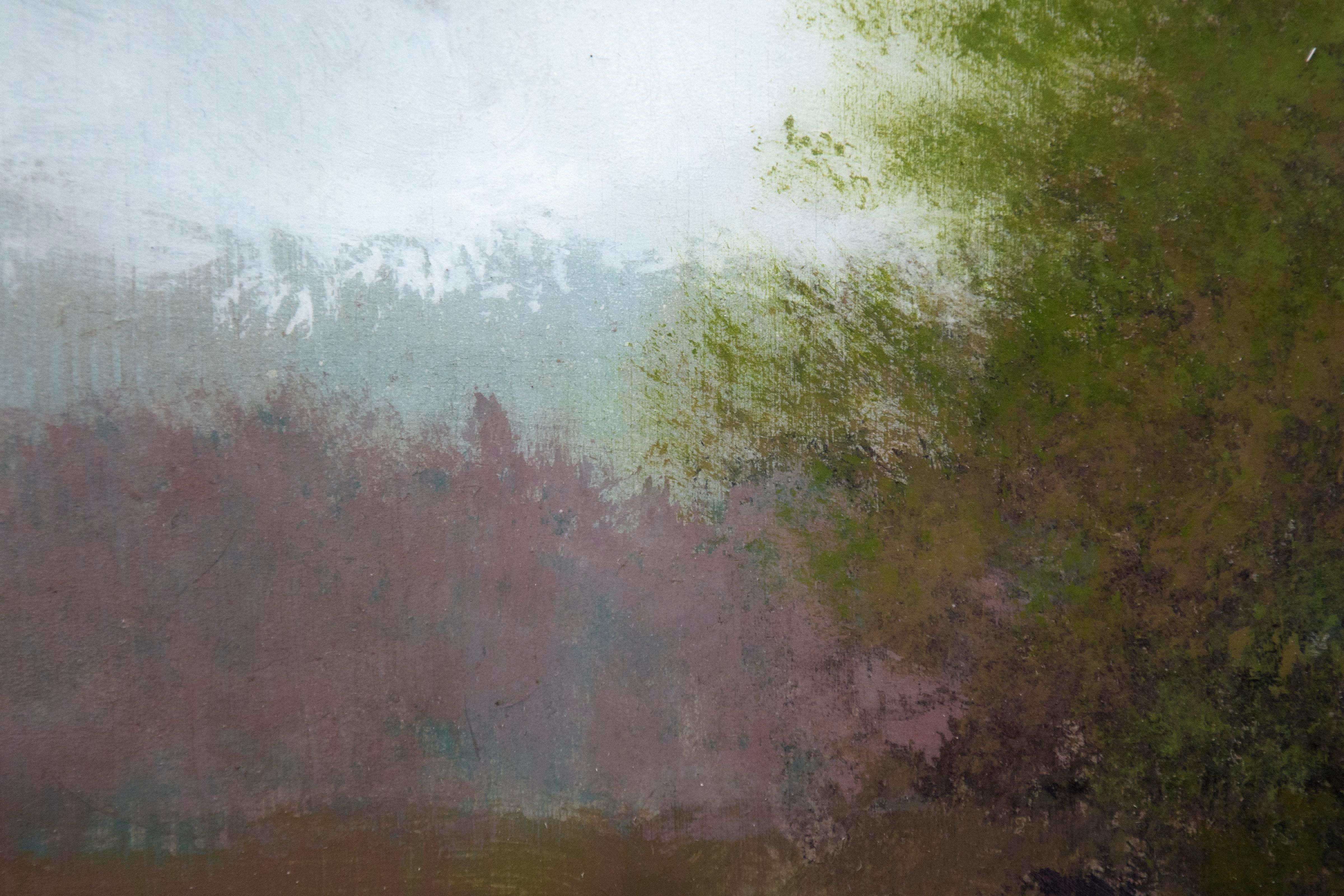 Assemblaggio - morbido, paesaggio, foresta, contemporaneo, acrilico e resina su pannello - Painting di Peter Hoffer