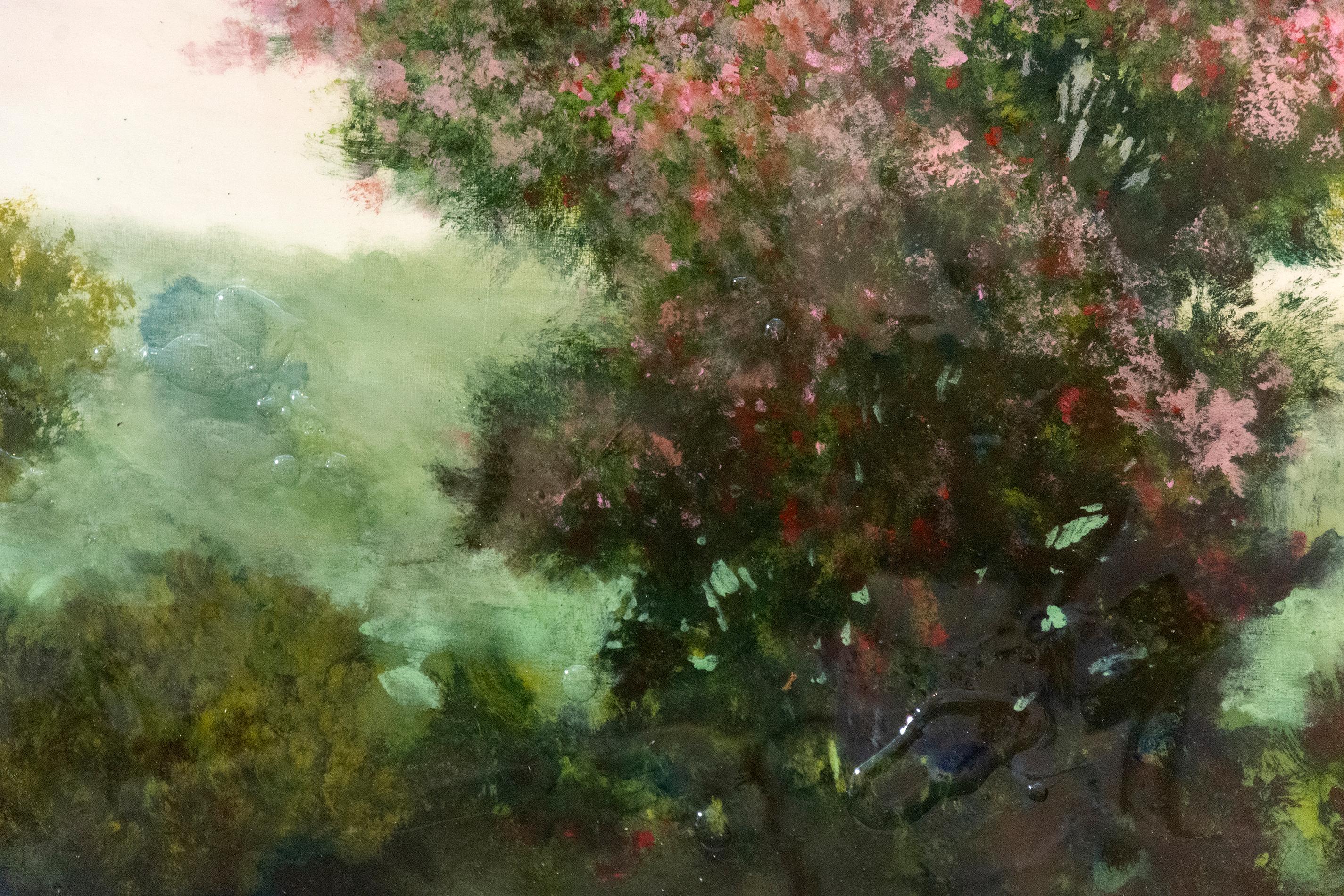 Azalea - soft, forest, landscape, contemporary, acrylic and resin on panel 2