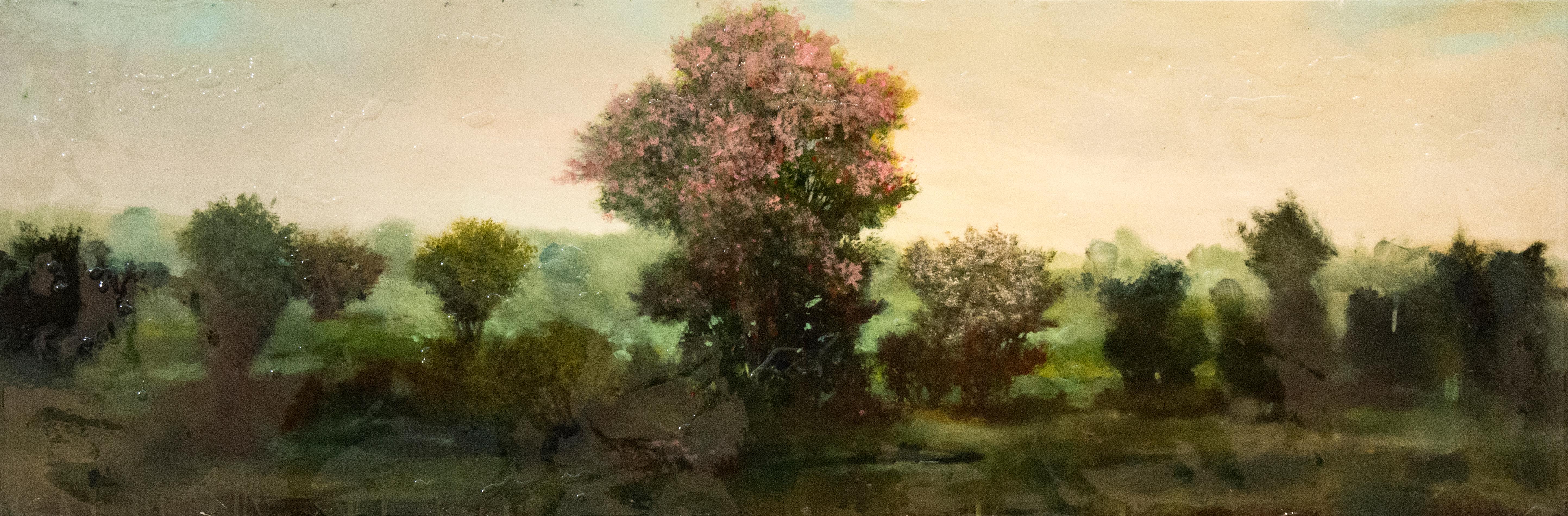 Peter Hoffer Landscape Painting - Azalea - soft, forest, landscape, contemporary, acrylic and resin on panel