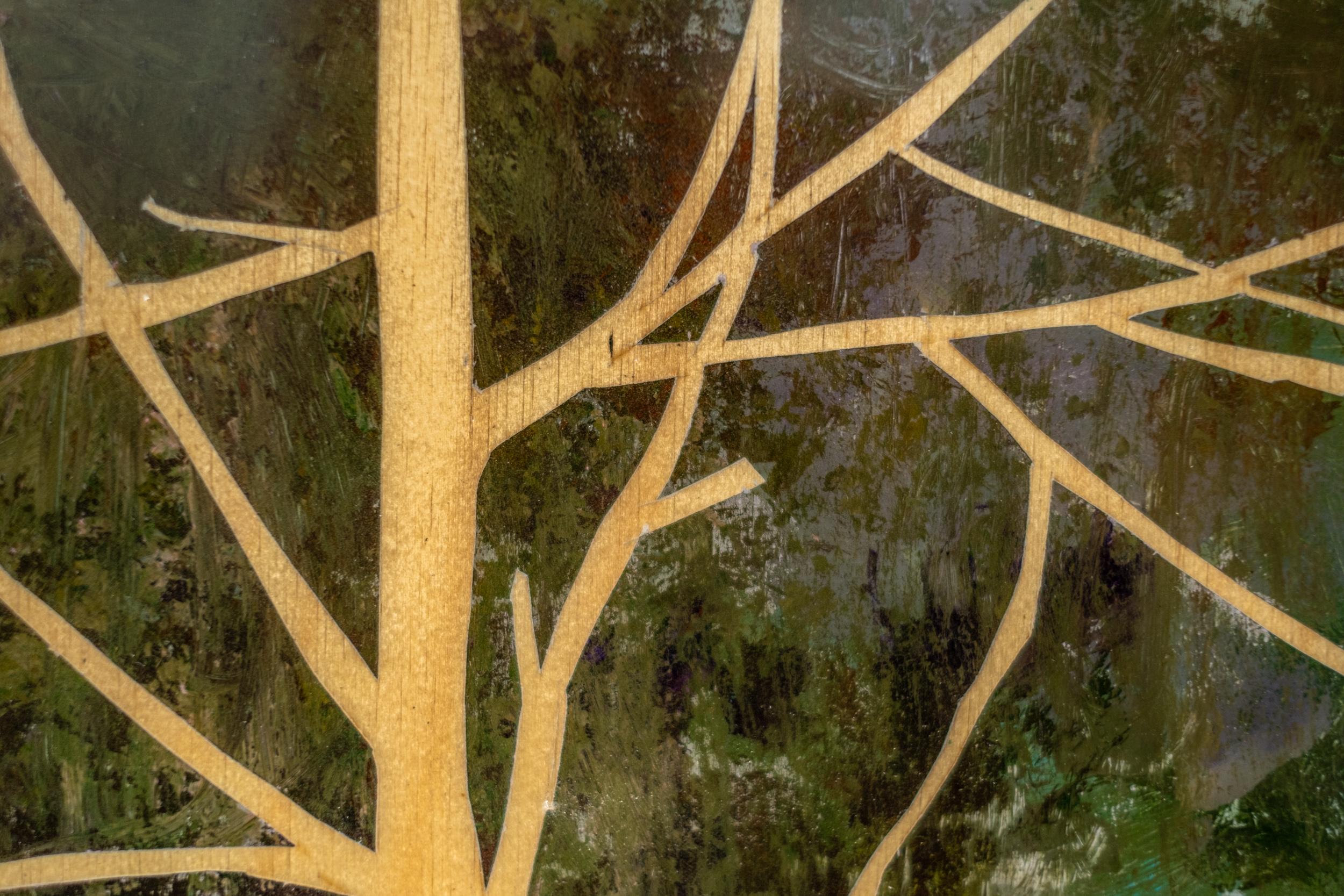 Birch (Berlin Series) - paesaggio, figurativo, acrilico e resina su pannello 8