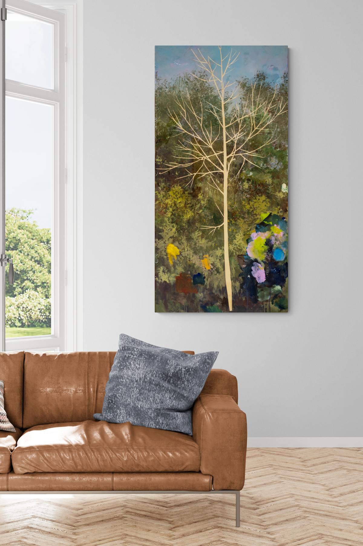 Birch (Berlin Series) - paesaggio, figurativo, acrilico e resina su pannello 10