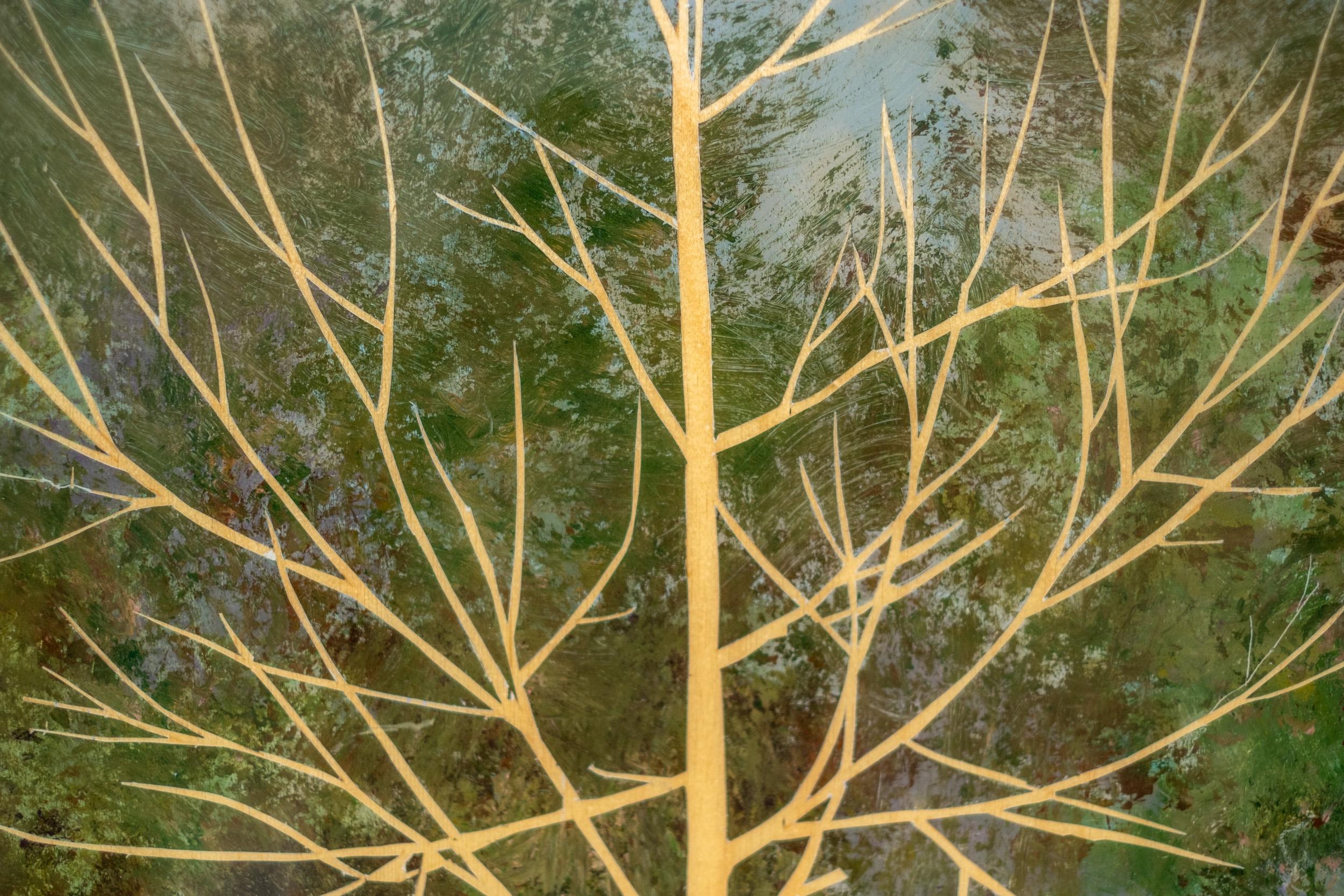 Birch (Berlin Series) - paesaggio, figurativo, acrilico e resina su pannello 6