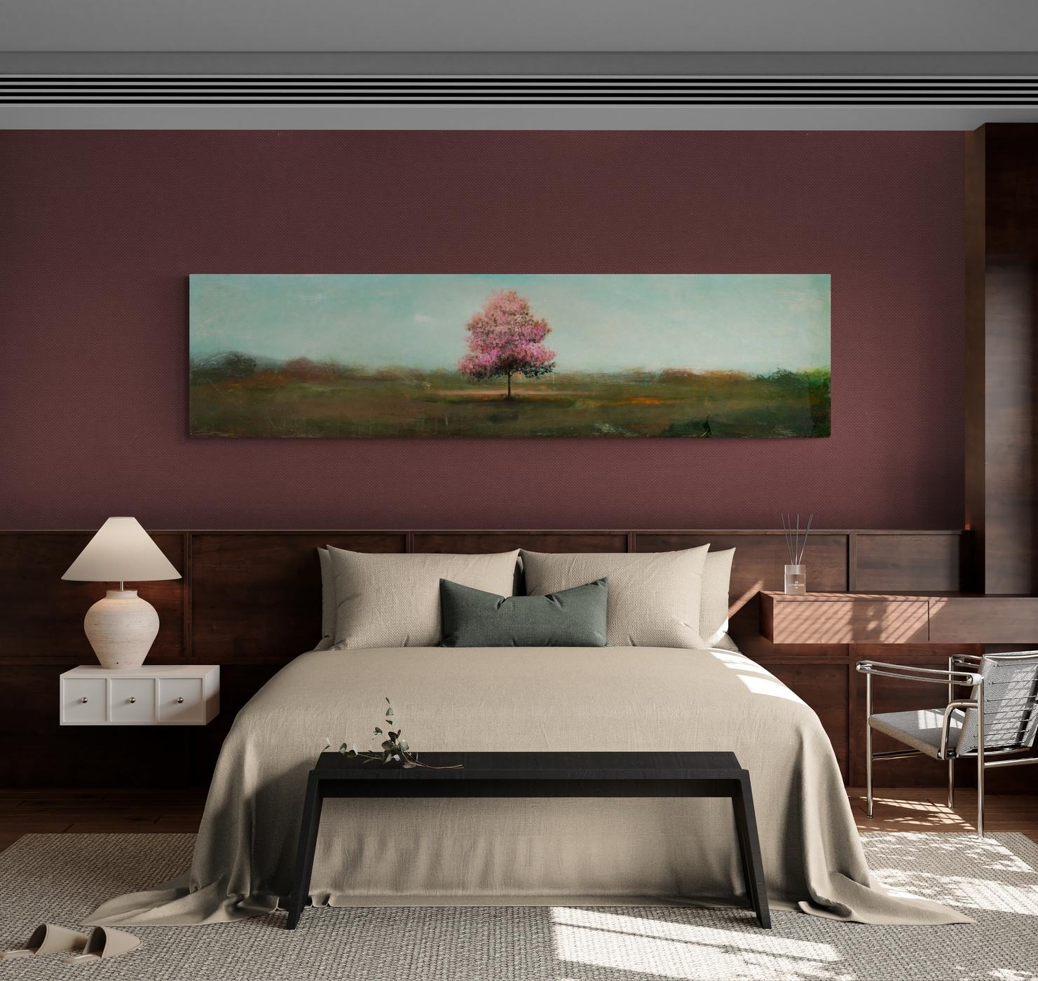 Bourgogne - contemporáneo, paisaje, árbol, acrílico y resina sobre panel en venta 5