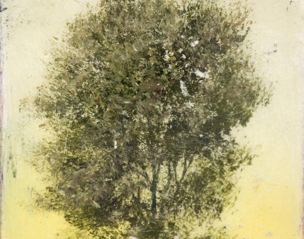 Paar Kamee-Paar - klein, Diptychon, farbenfrohes, Bäume, Harz, Acryl, Öl, auf Tafel 1